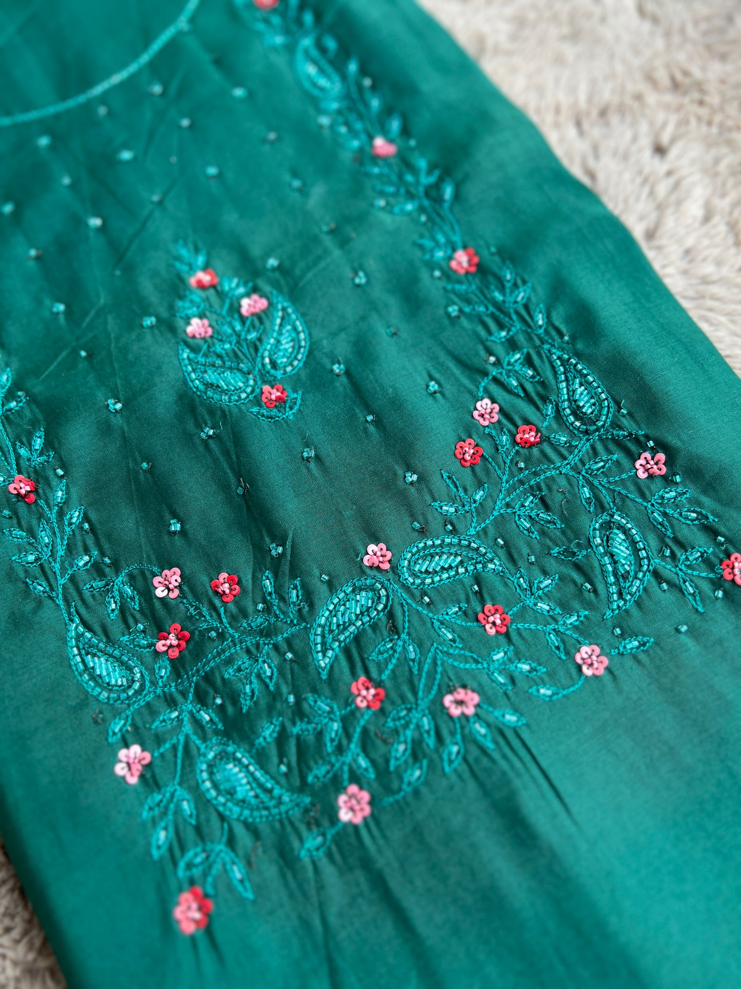 Green and Maroon Salwar Suit with Georgette Banarasi Dupatta