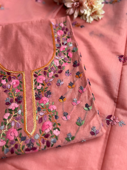 Dusty Pink Floral Resham Handcrafted Suit