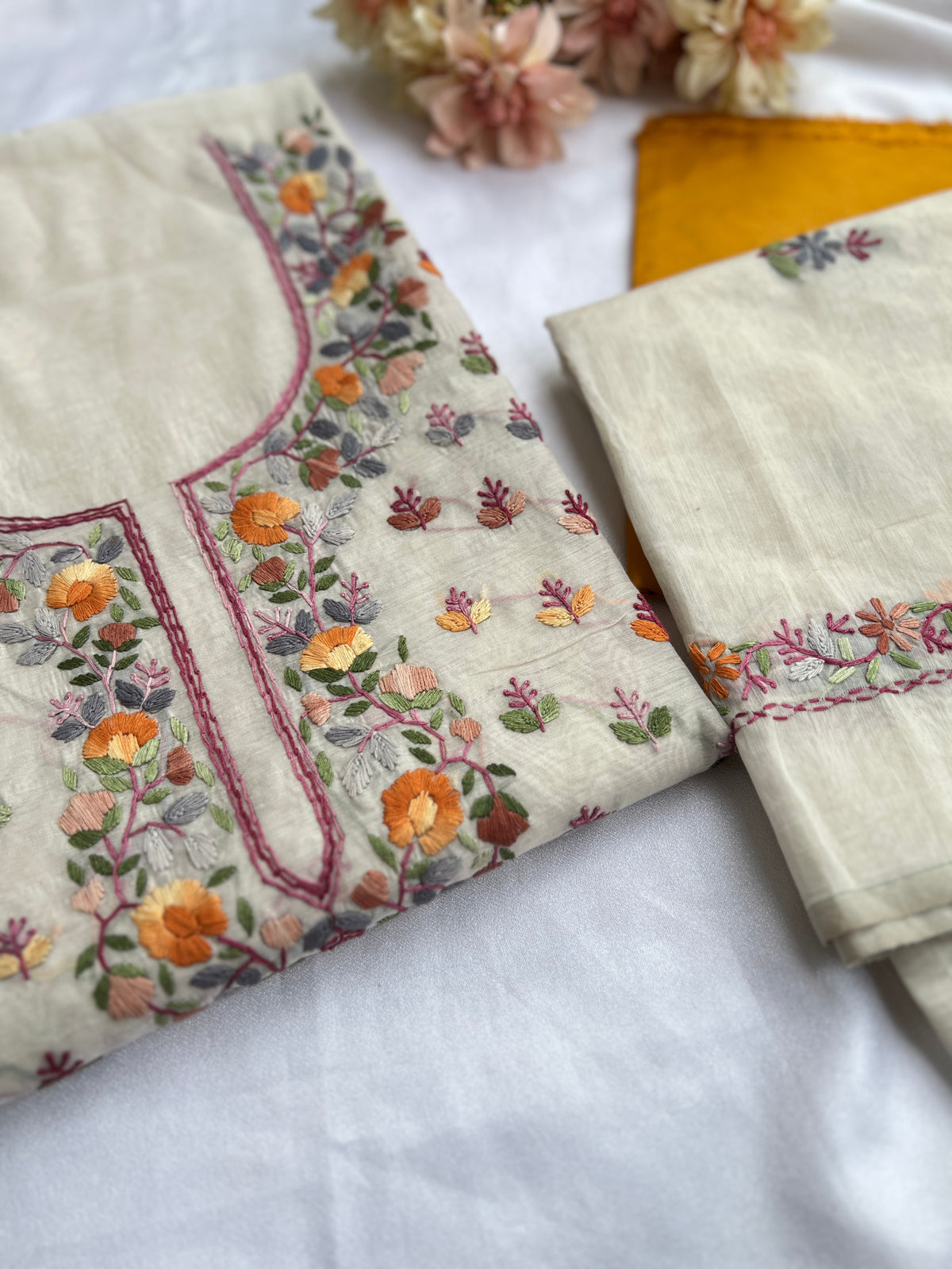 Ivory Floral Resham Handcrafted Suit