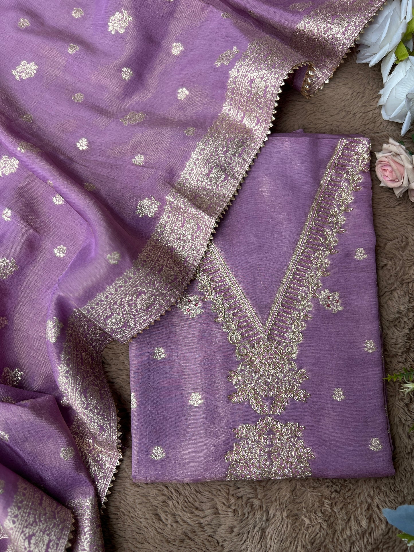 Lavender Shimmer Handwork Salwar suit