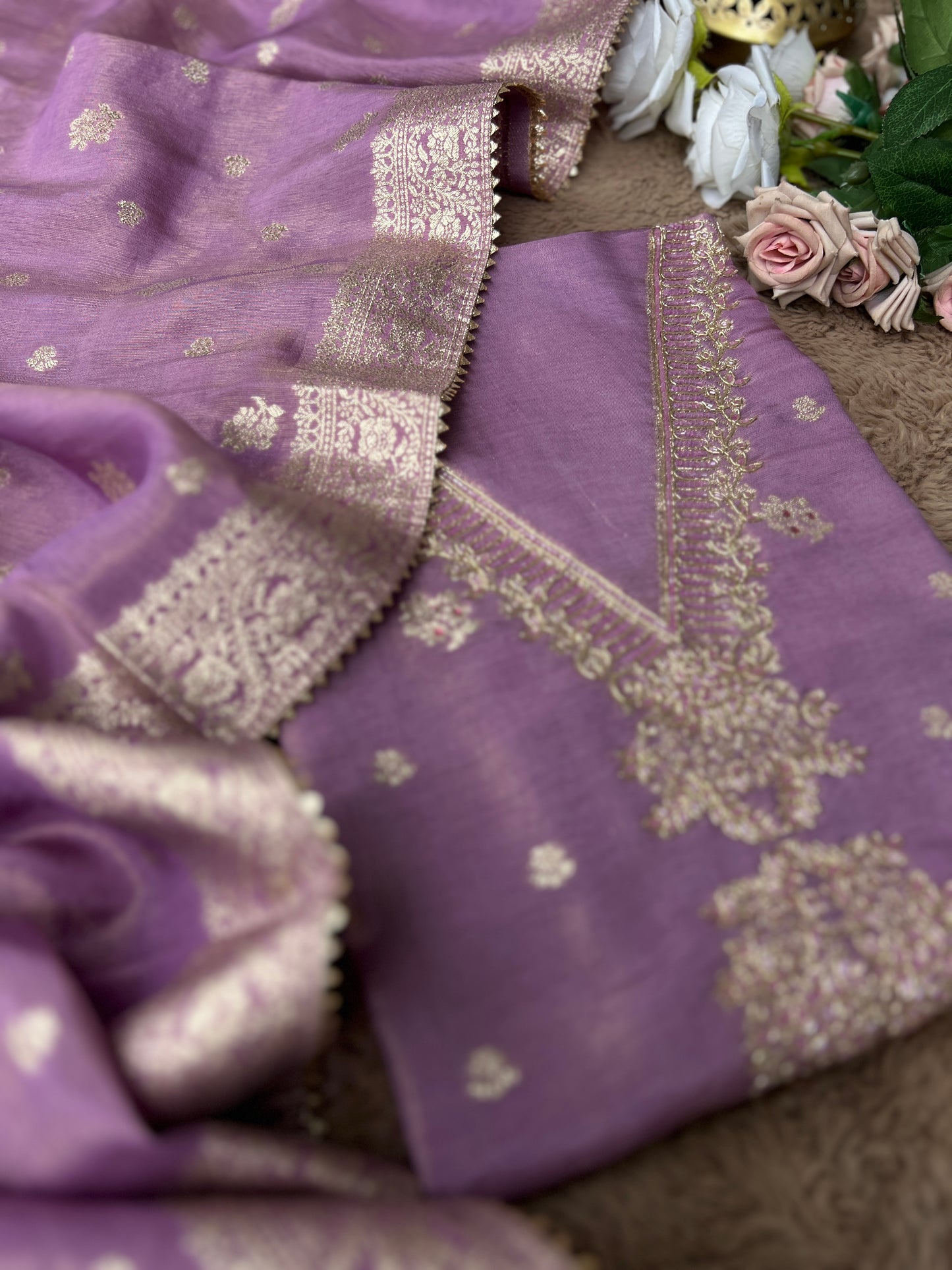Lavender Shimmer Handwork Salwar suit
