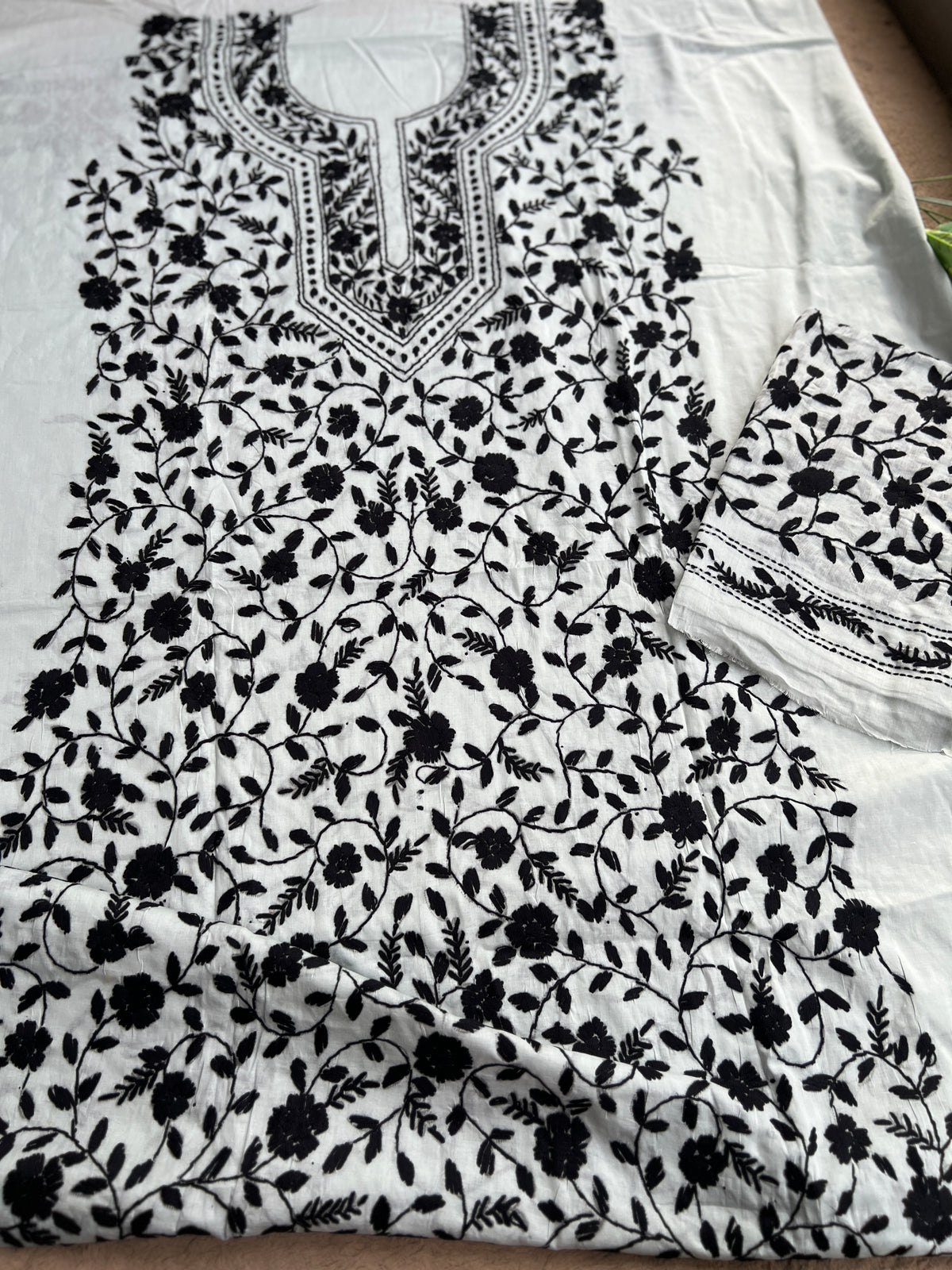 Steel Grey & Black Floral Embroidered Suit