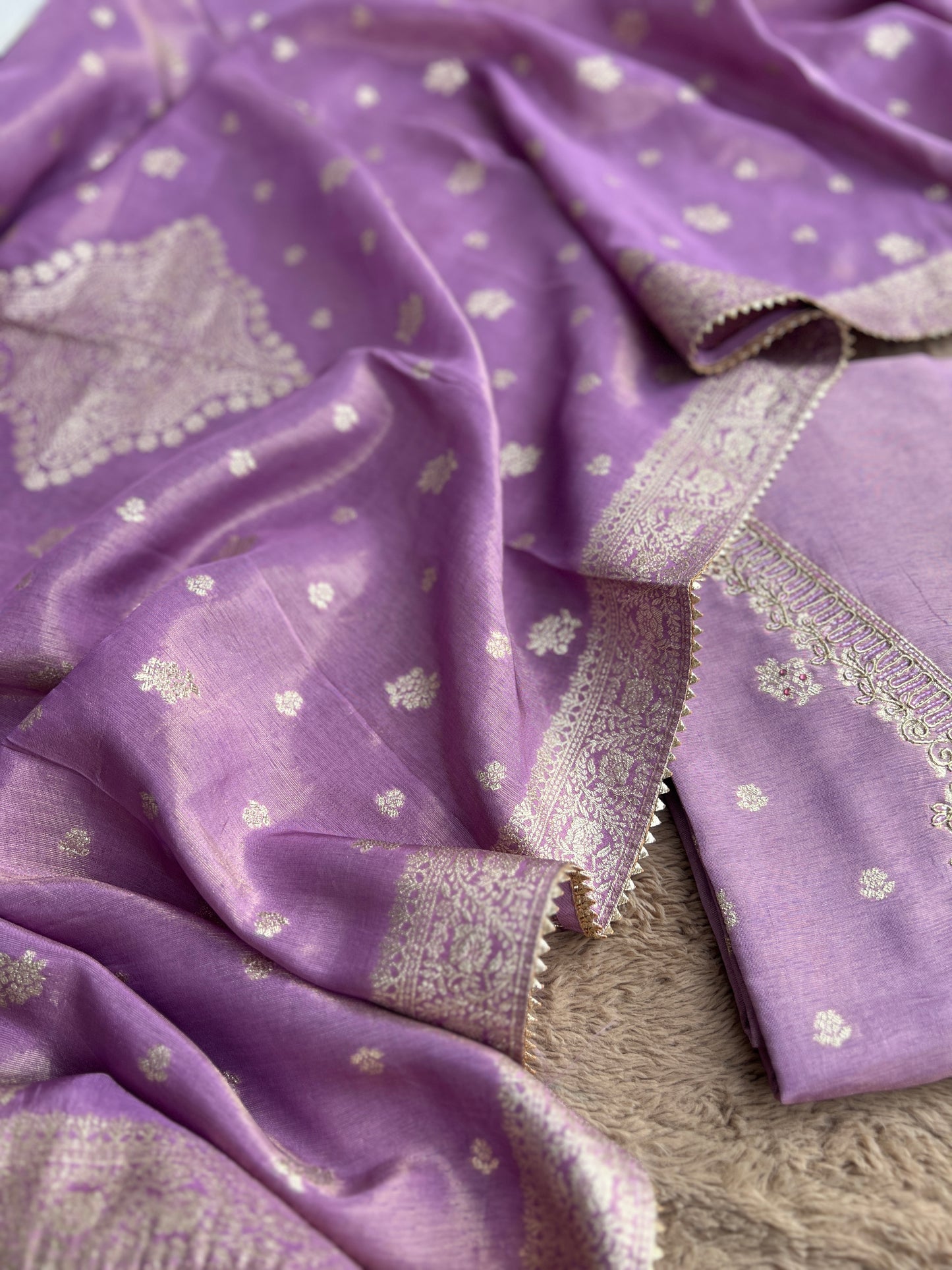 Lavender Shimmer Handwork Salwar suit