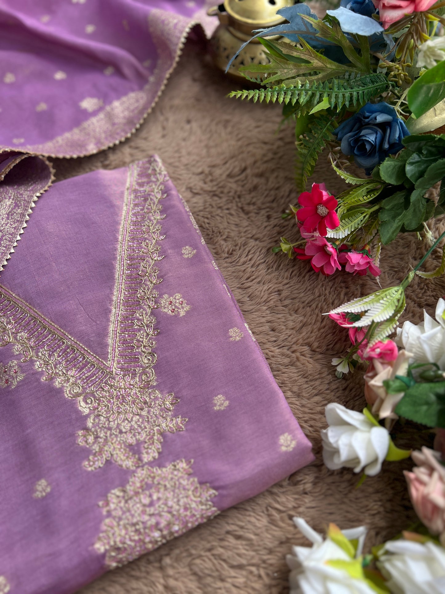 Lavender Shimmer Handwork Salwar suit