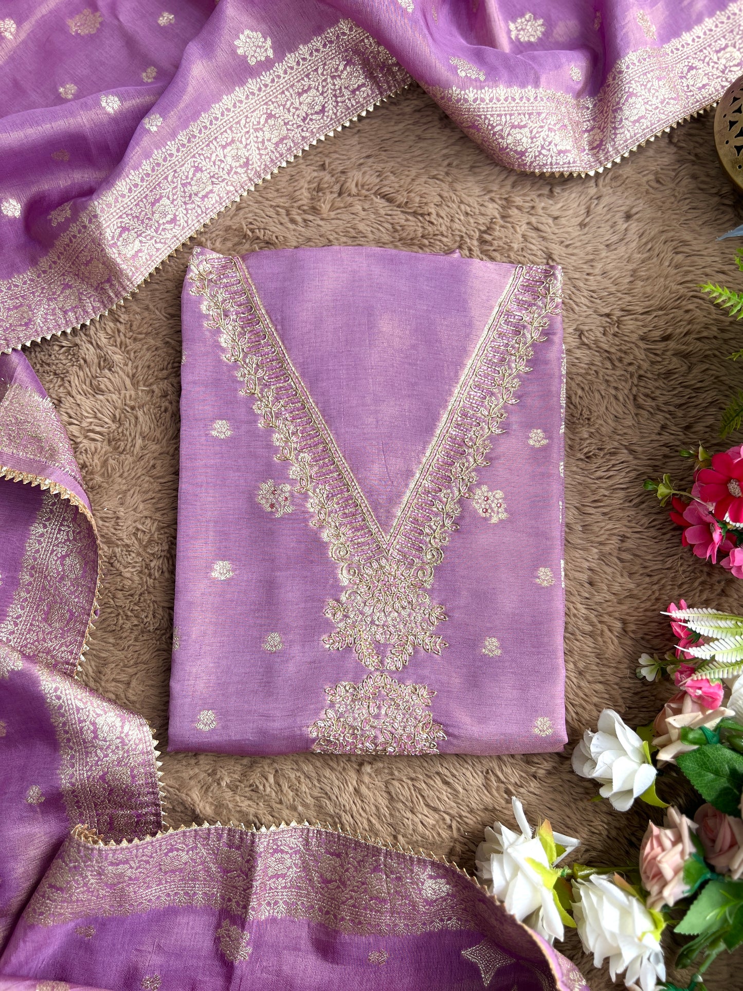 Lavender Shimmer Handwork Salwar suit