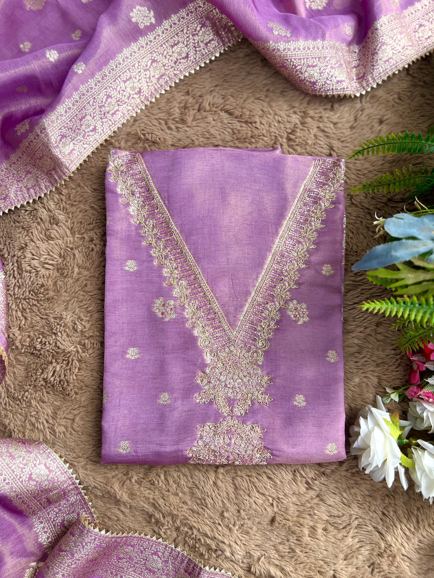 Lavender Shimmer Handwork Salwar suit