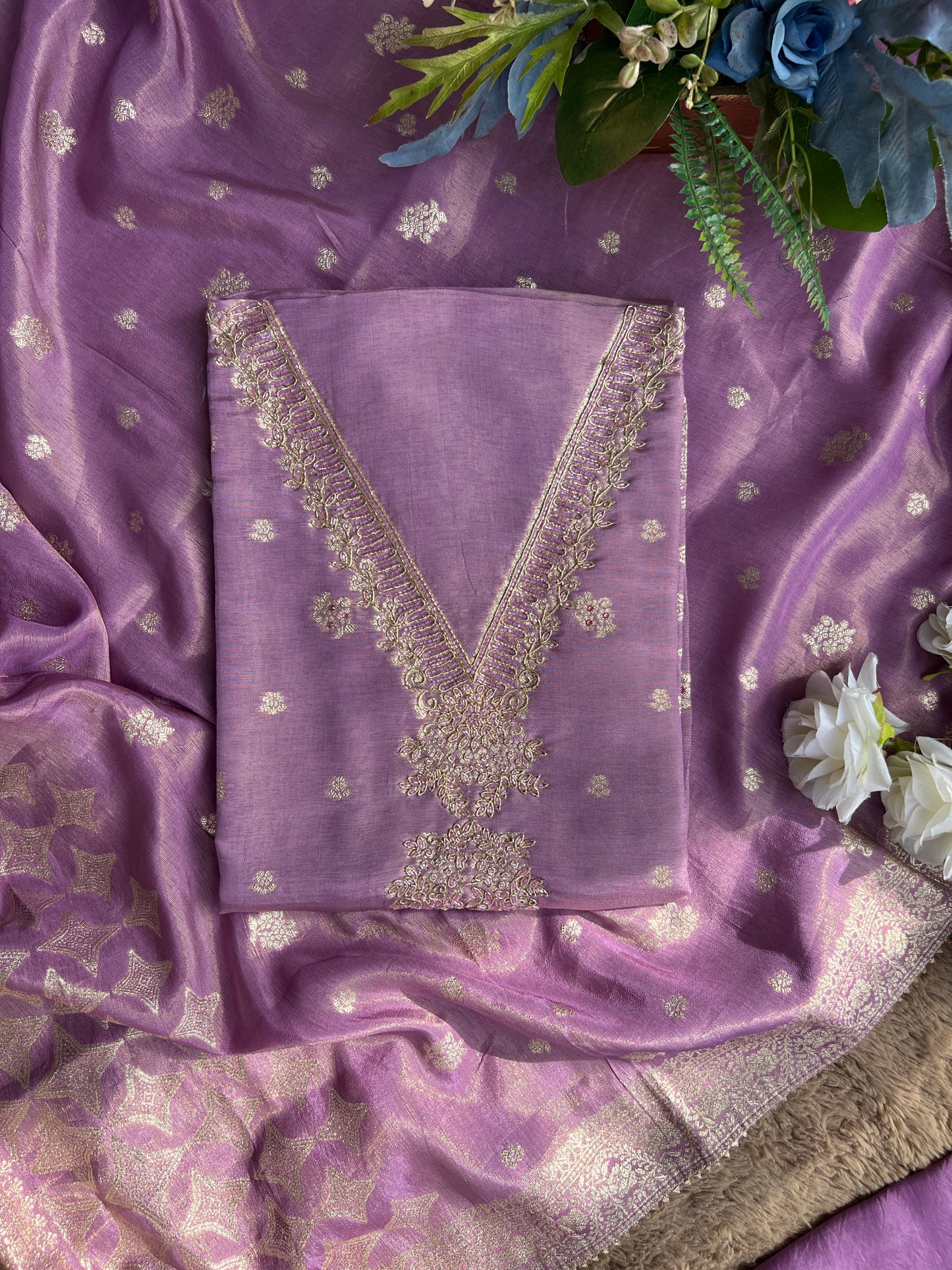 Lavender Shimmer Handwork Salwar suit