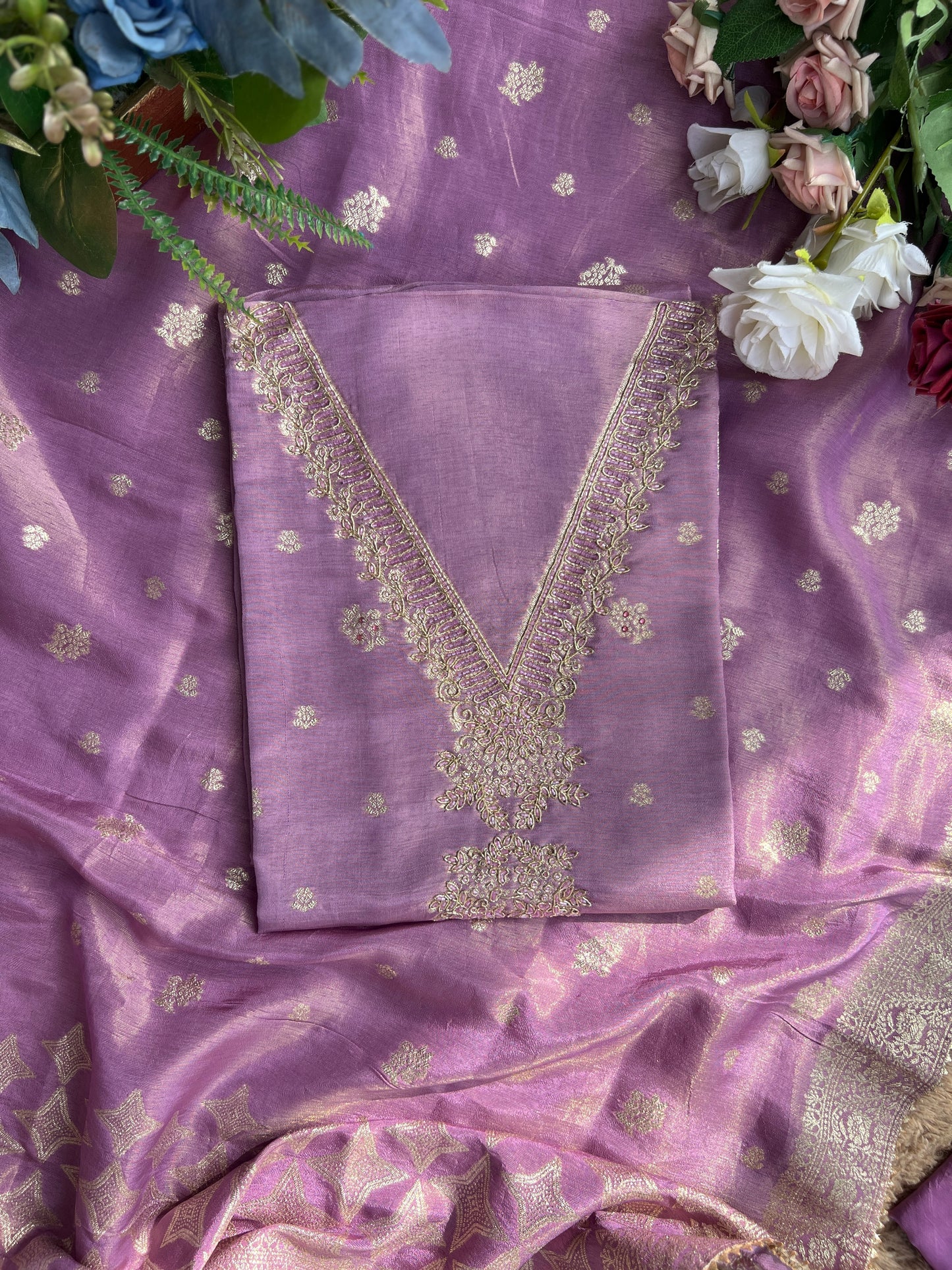 Lavender Shimmer Handwork Salwar suit