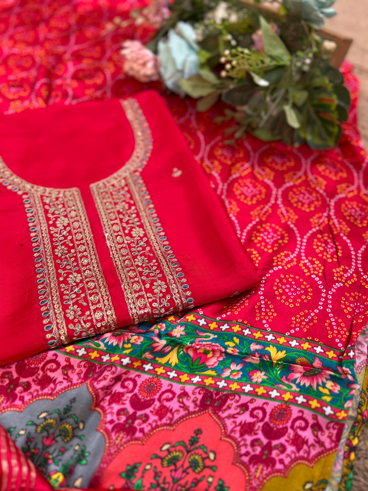 Red Patola Silk Designer Dupatta