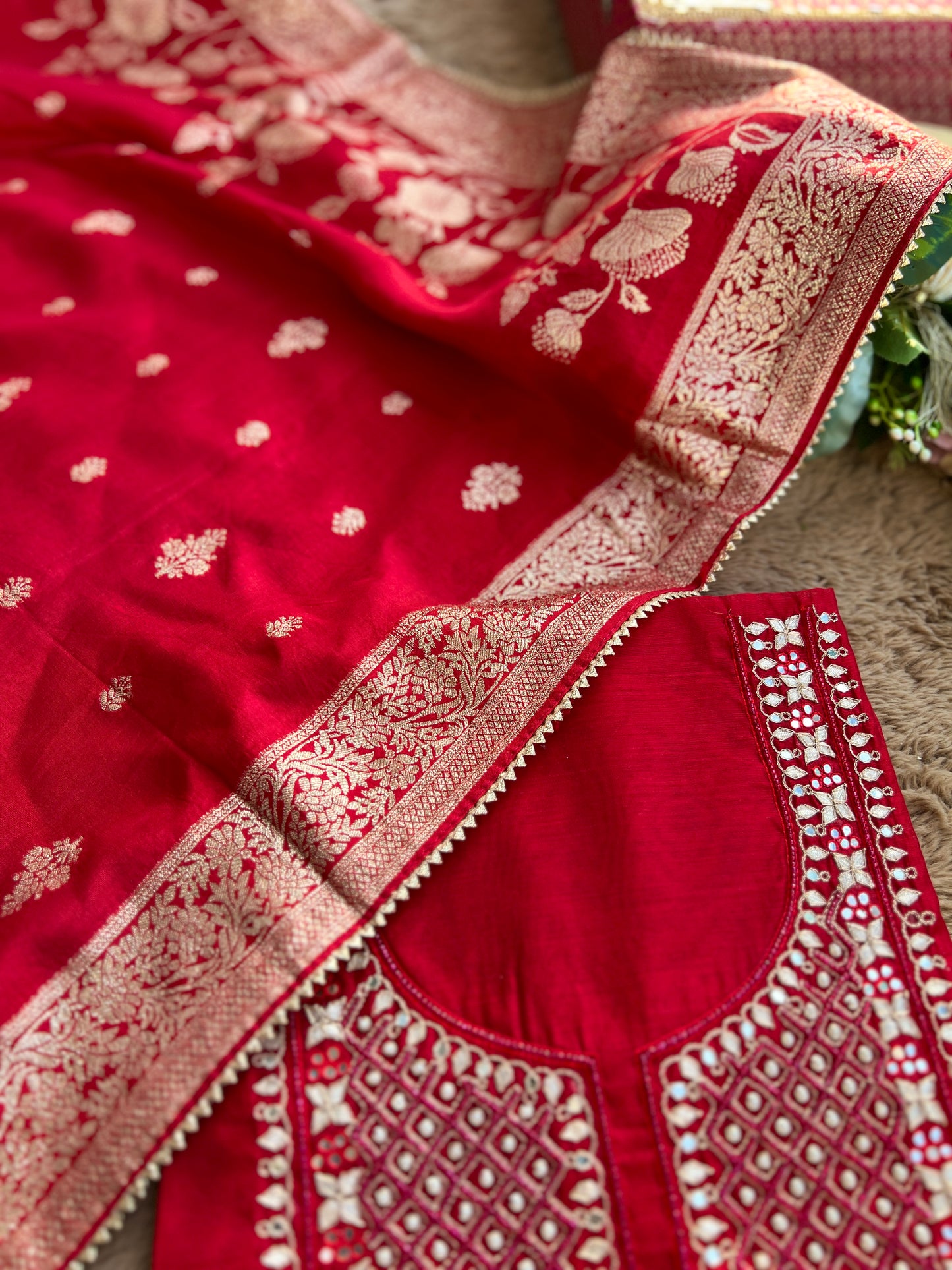 Elegant Red Chanderi Suit