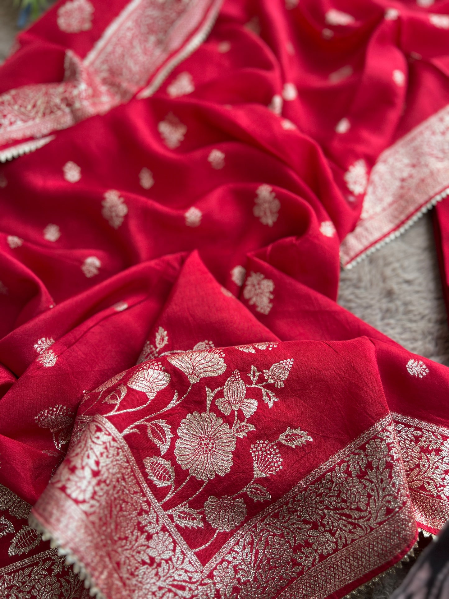 Elegant Red Chanderi Suit