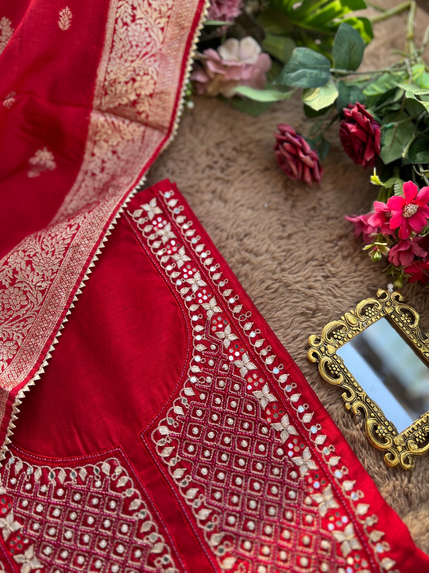 Elegant Red Chanderi Suit