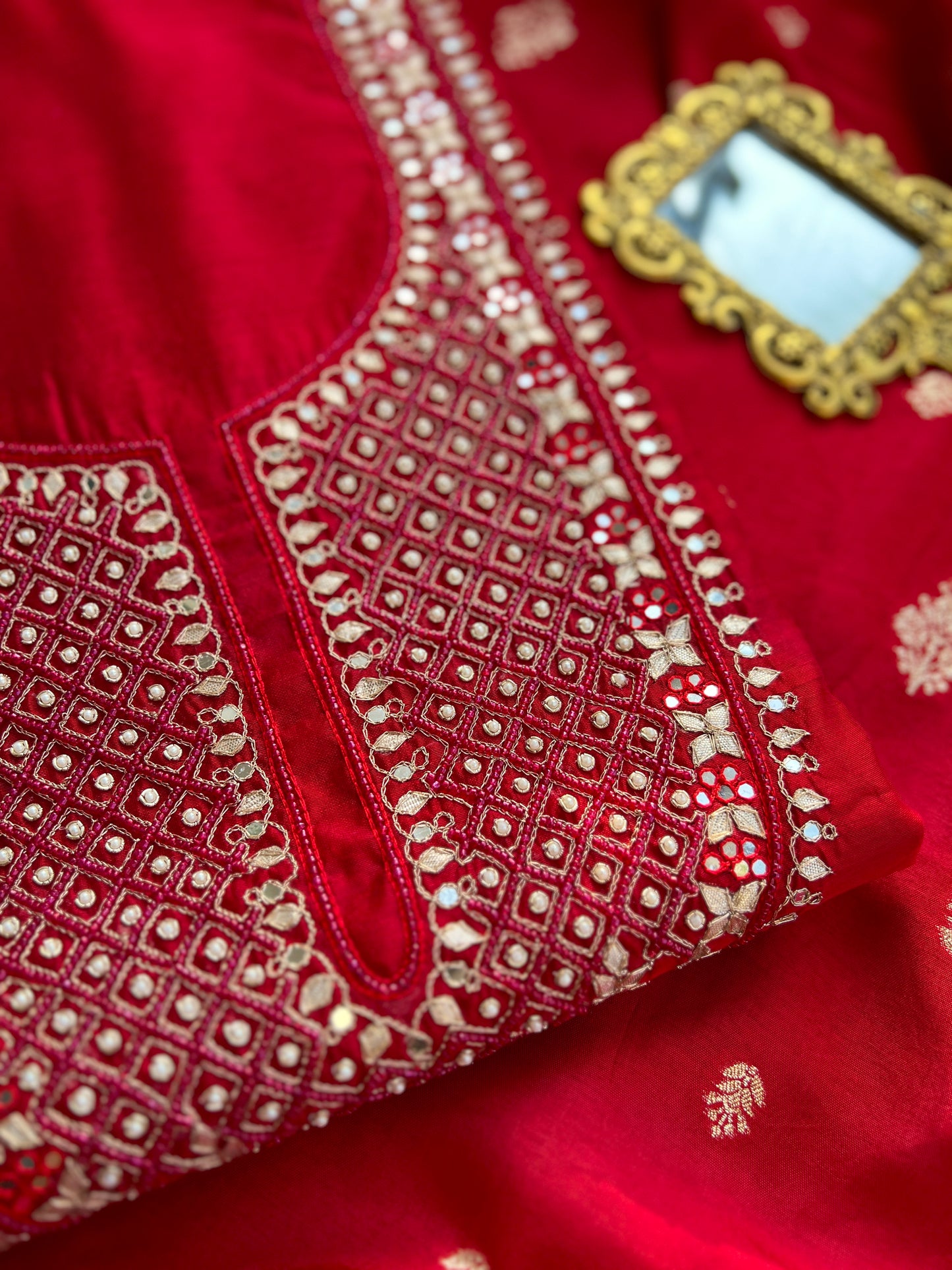 Elegant Red Chanderi Suit