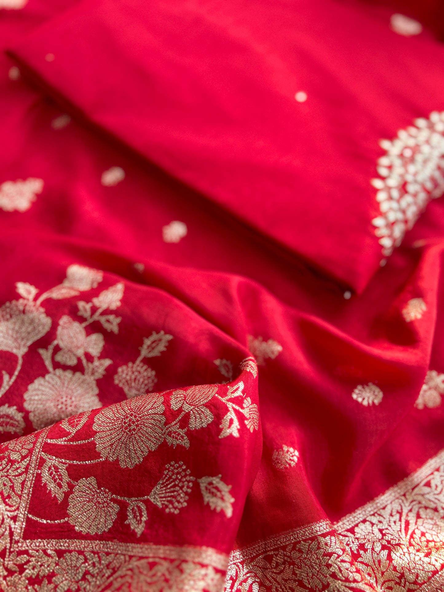 Elegant Red Chanderi Suit