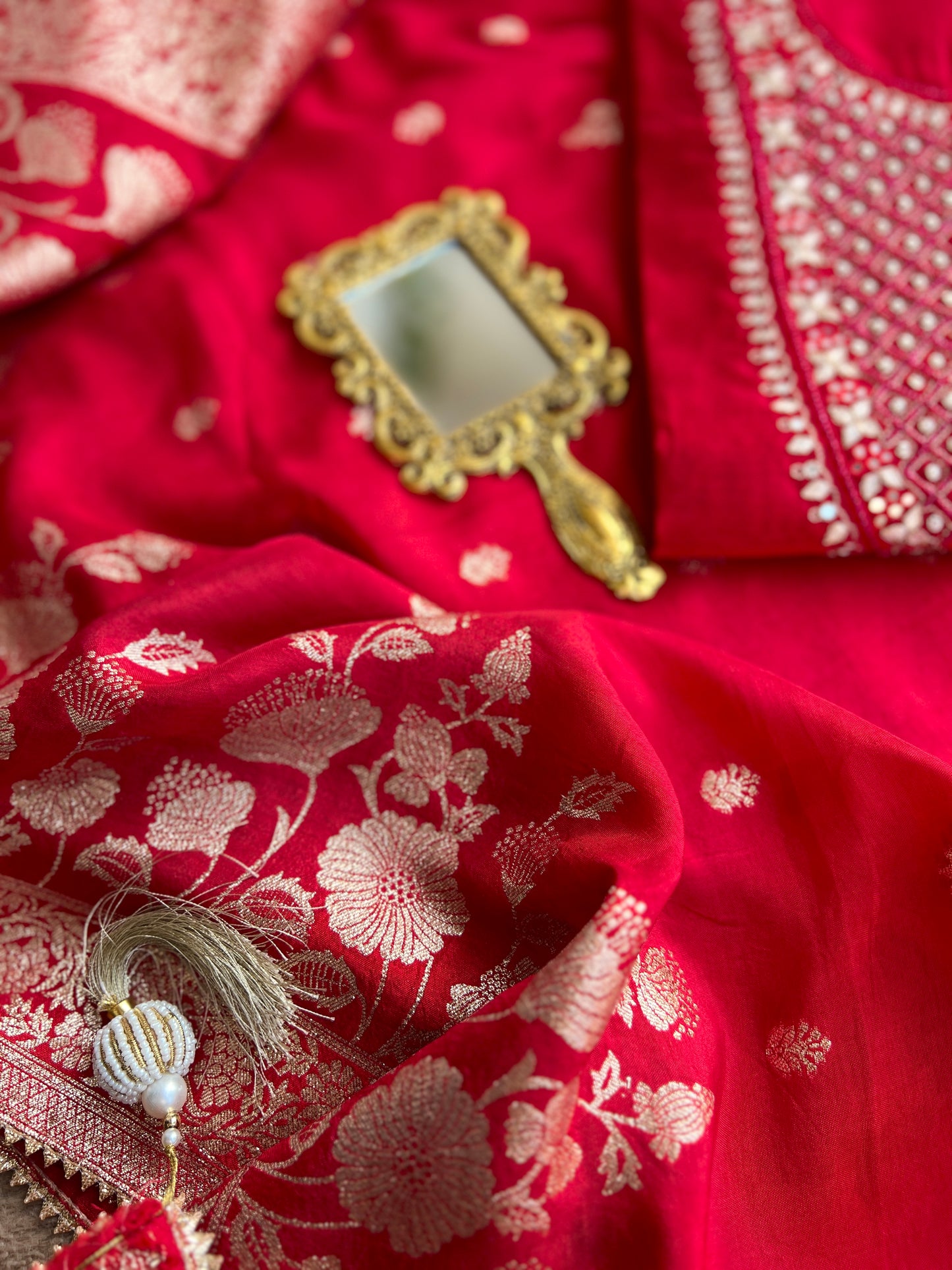 Elegant Red Chanderi Suit