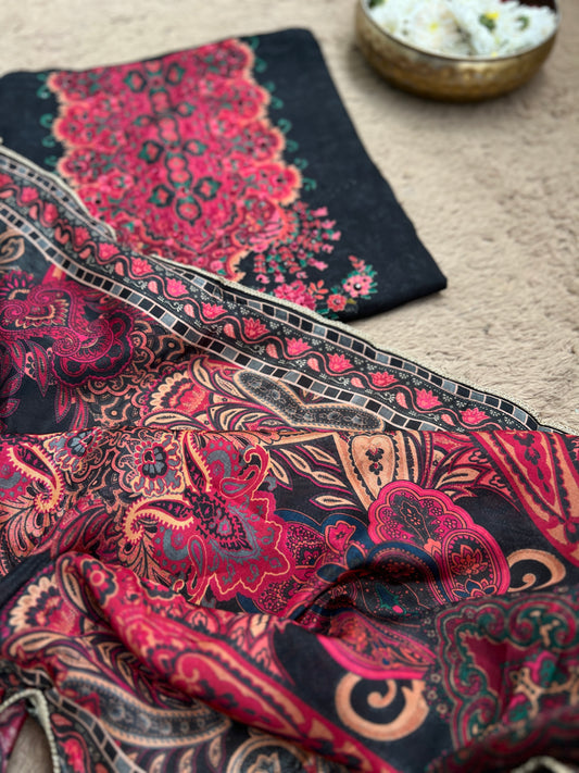 Vintage Luxe Russian Silk Suit β Sabyasachi Print