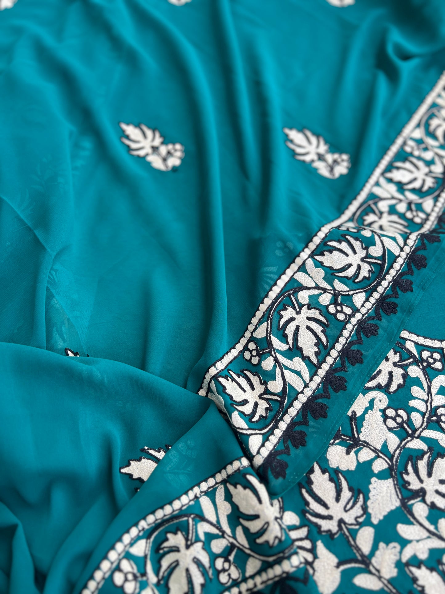 Premium Georgette Chinar Kashmiri Embroidered Suit Set