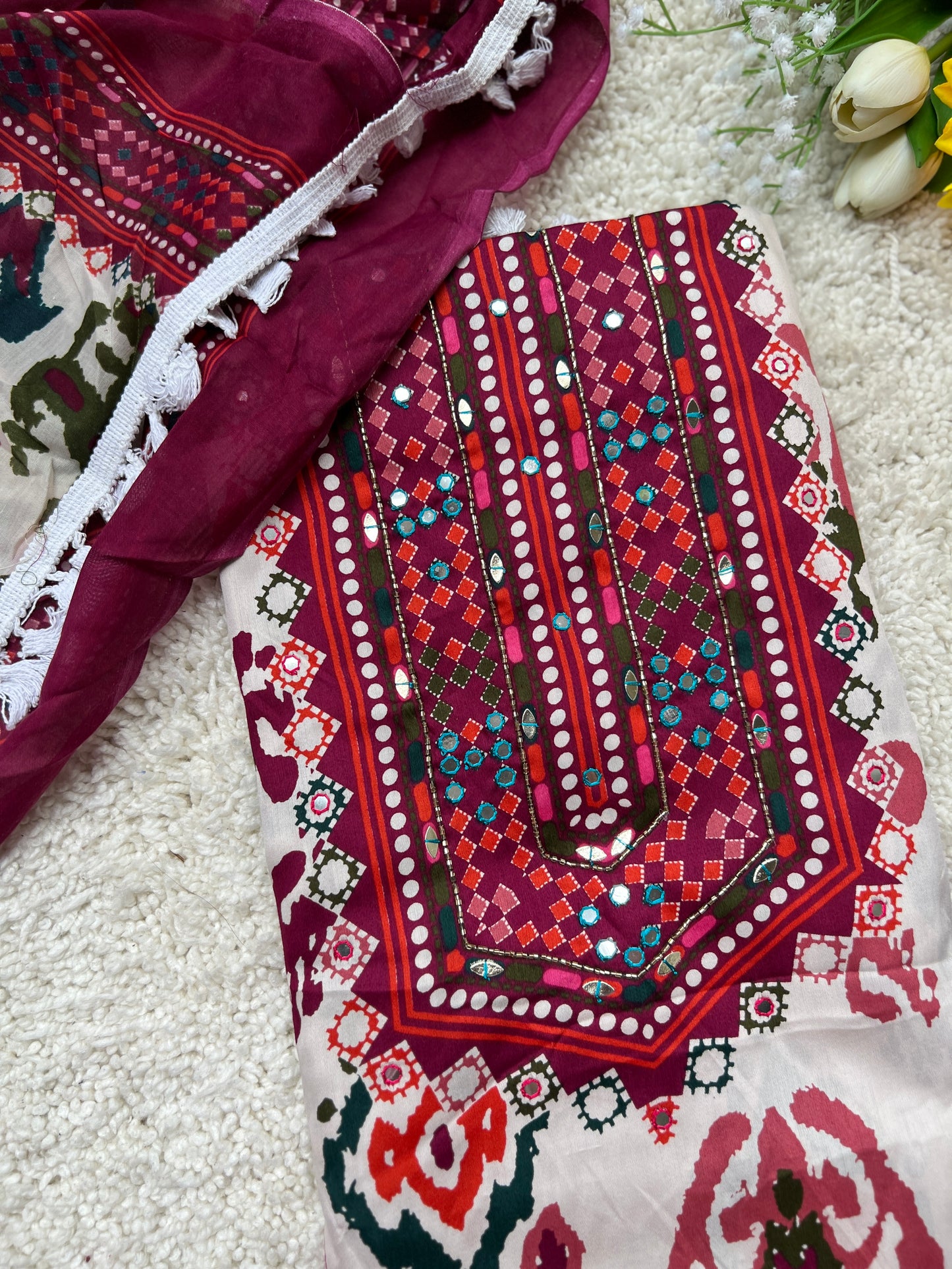 Boho Chic Mirror Works Unstiche suit