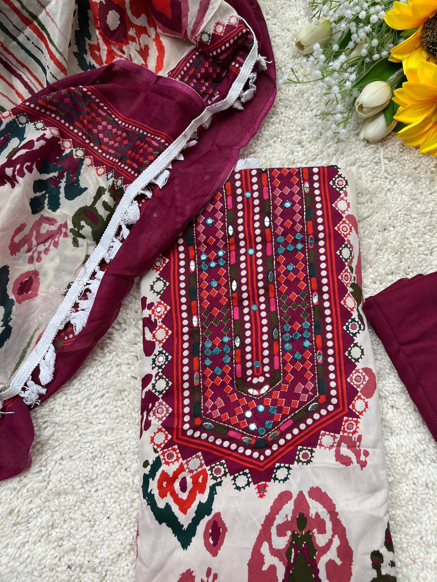 Boho Chic Mirror Works Unstiche suit