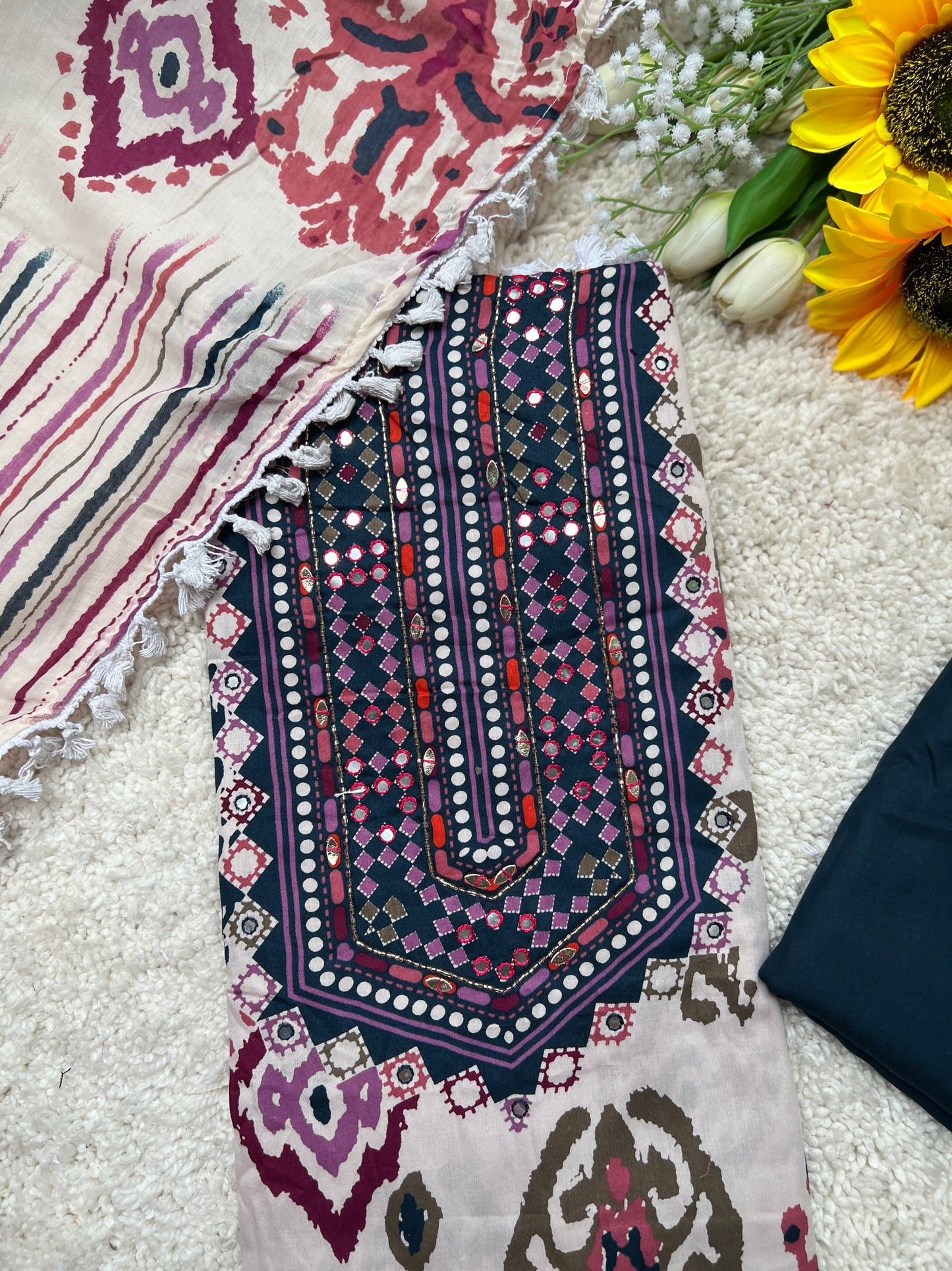 Boho Chic Mirror Works Unstiche suit
