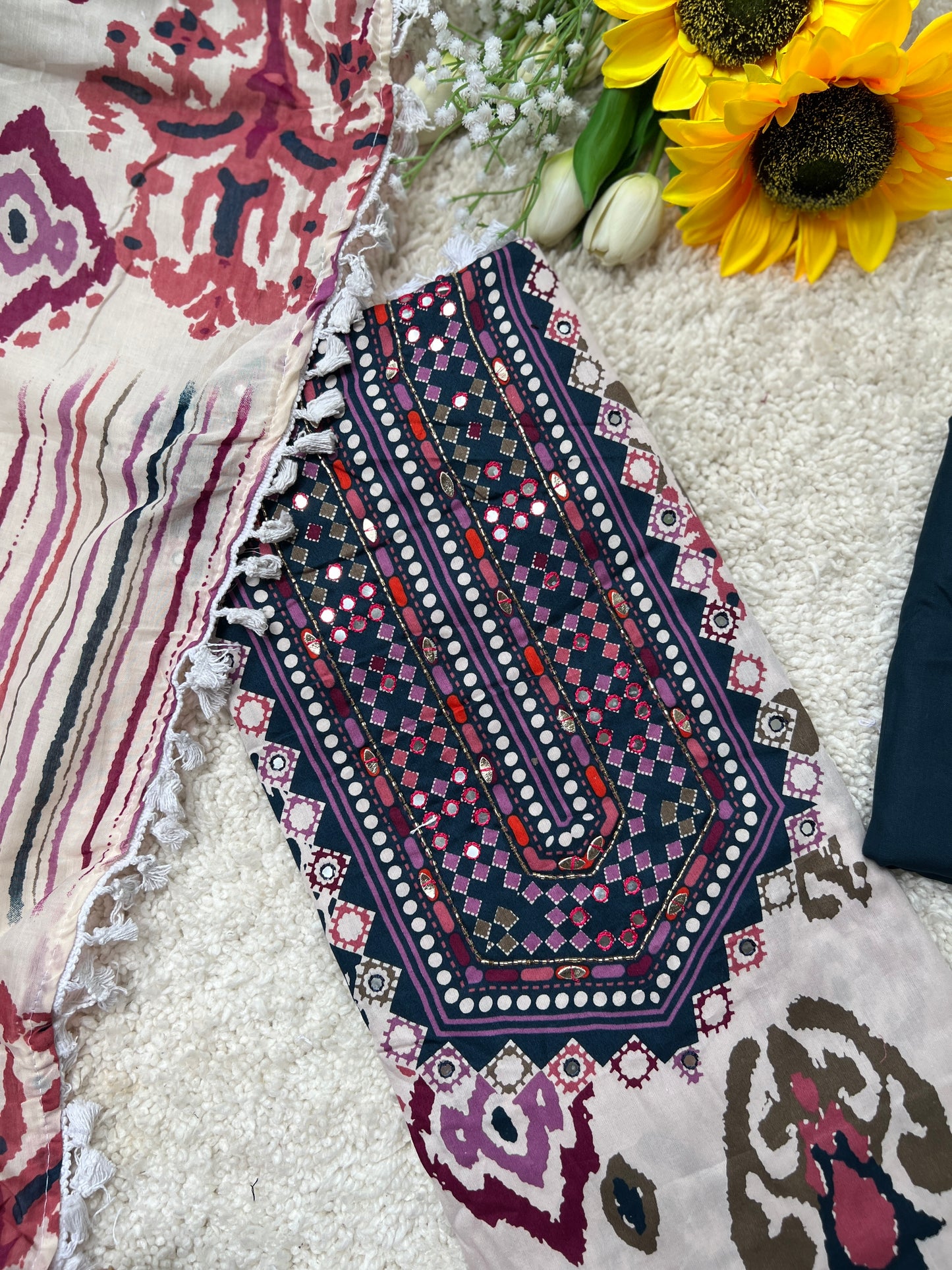Boho Chic Mirror Works Unstiche suit