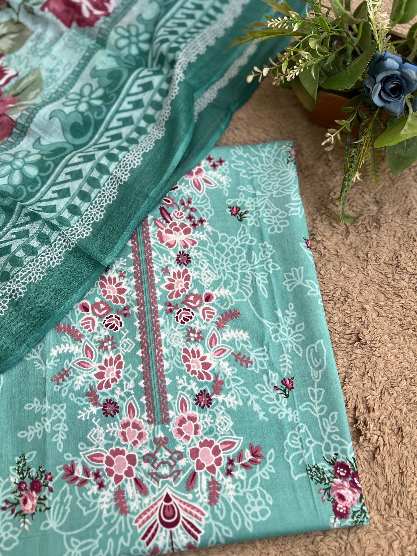 Mint Floral Pakistani Daily Wear