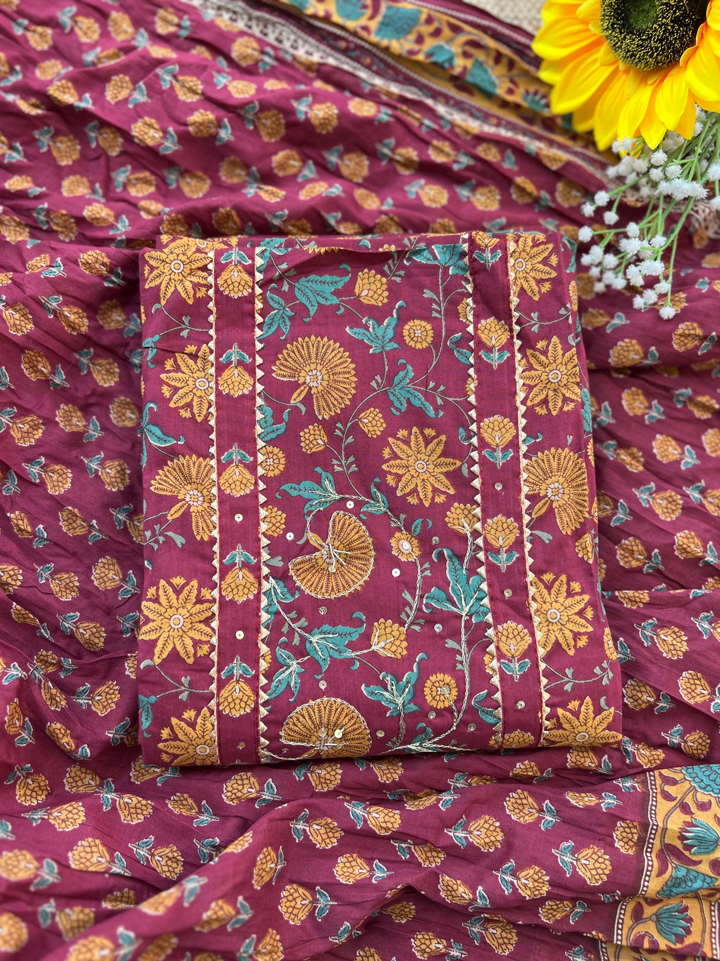 Handblock Prints with Delicate Handwork