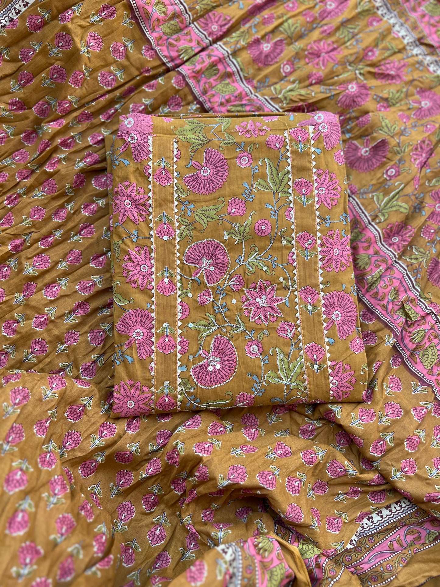 Handblock Prints with Delicate Handwork