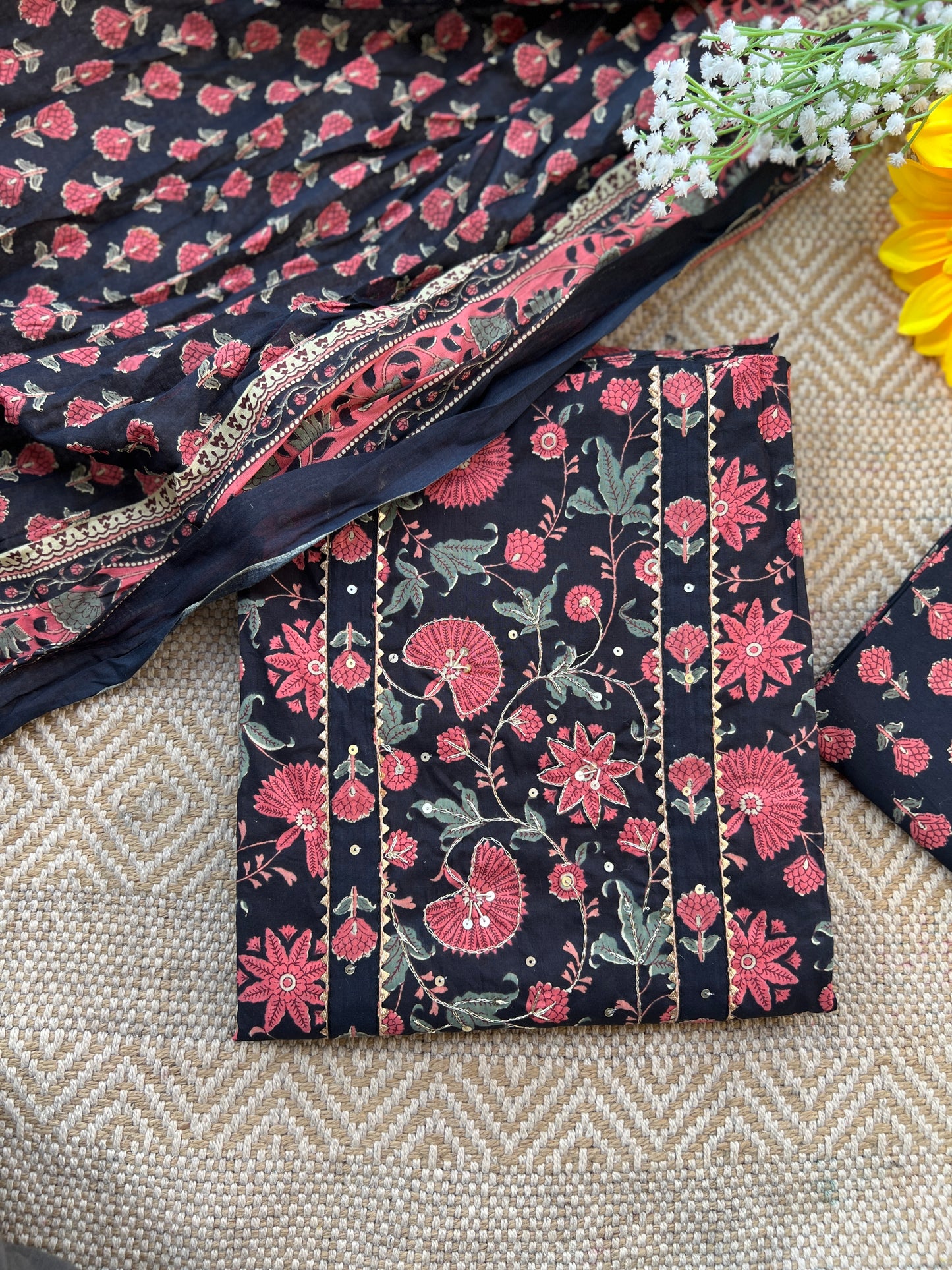 Handblock Prints with Delicate Handwork