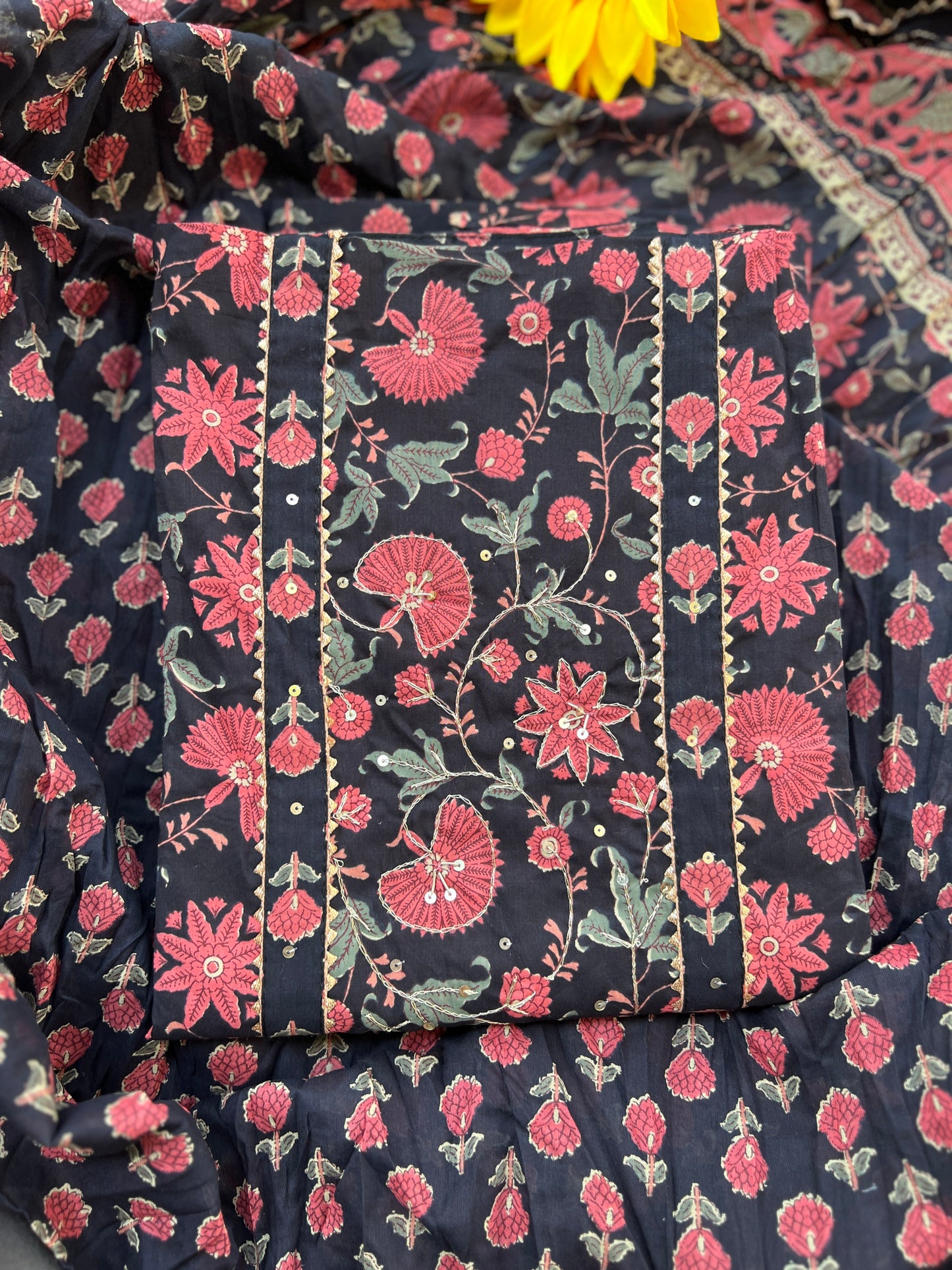 Handblock Prints with Delicate Handwork