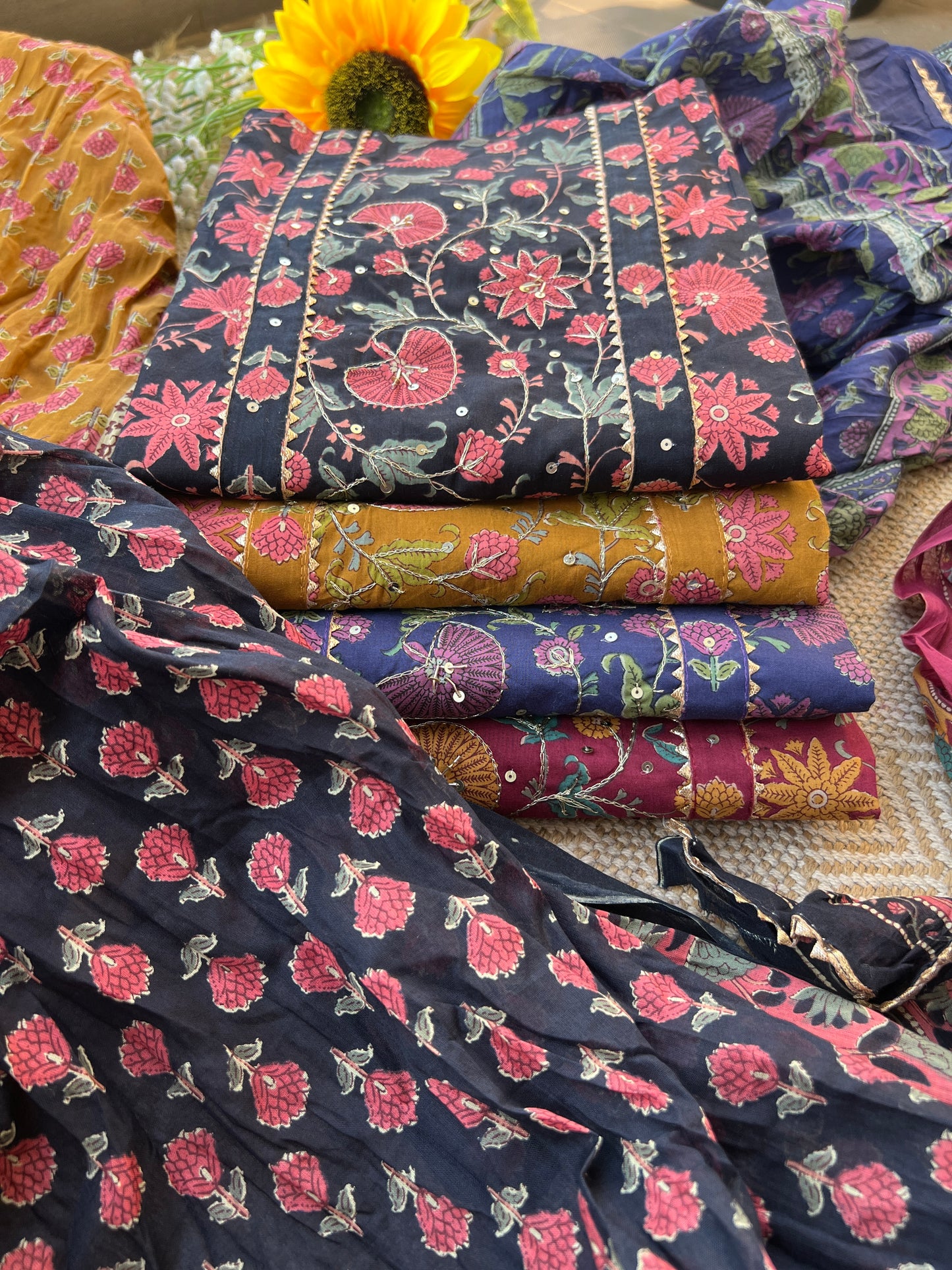 Handblock Prints with Delicate Handwork