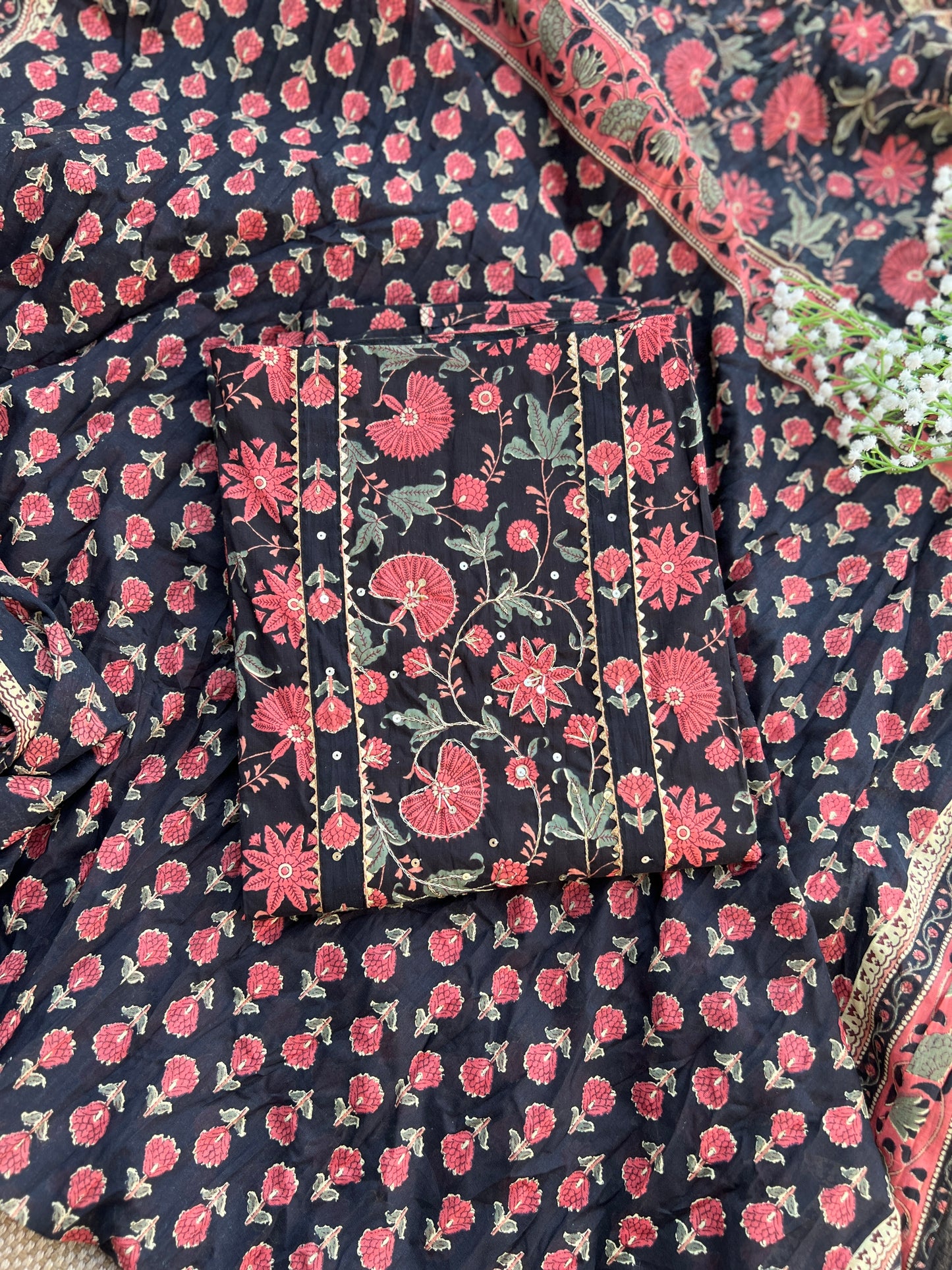 Handblock Prints with Delicate Handwork