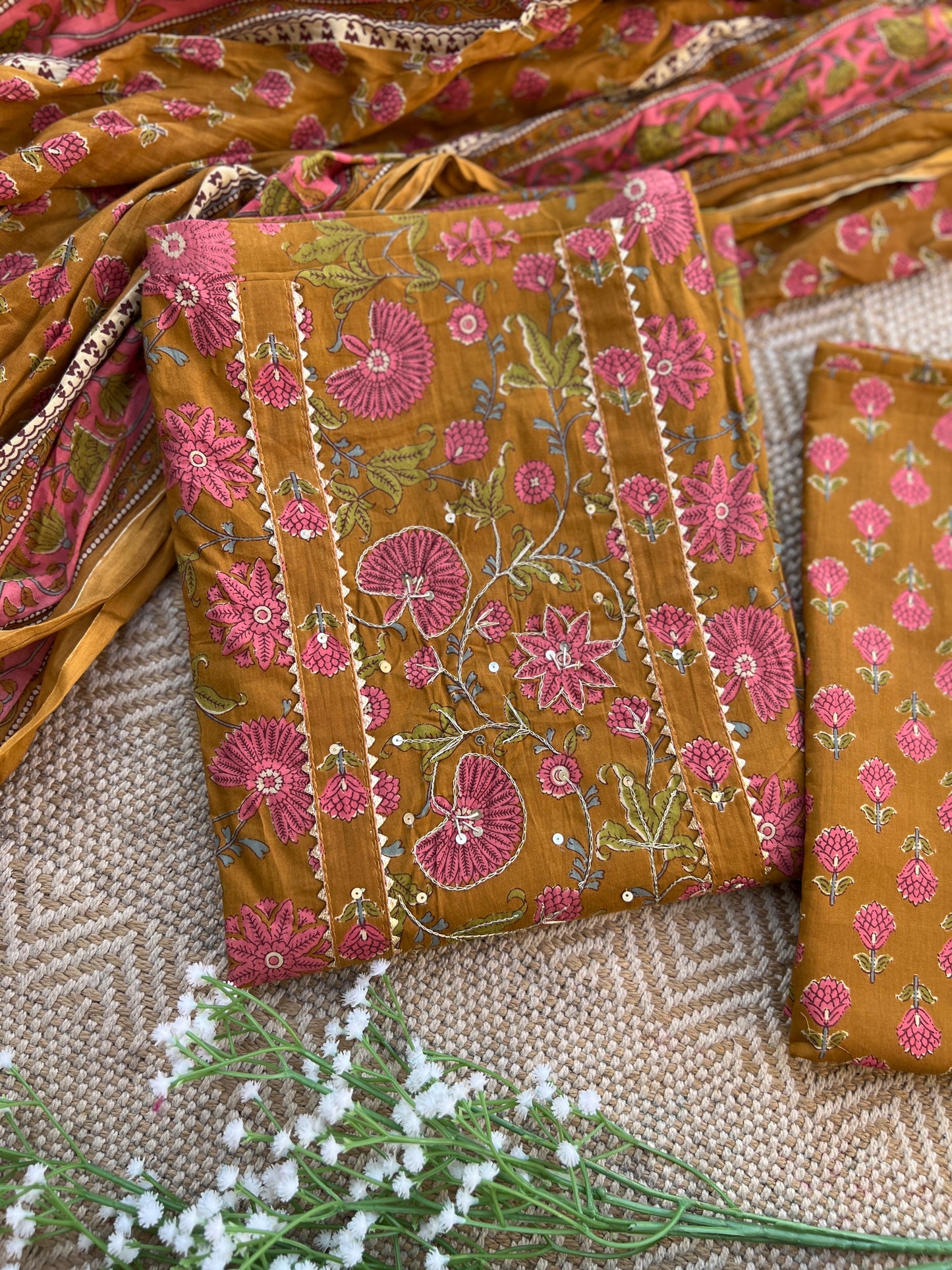 Handblock Prints with Delicate Handwork