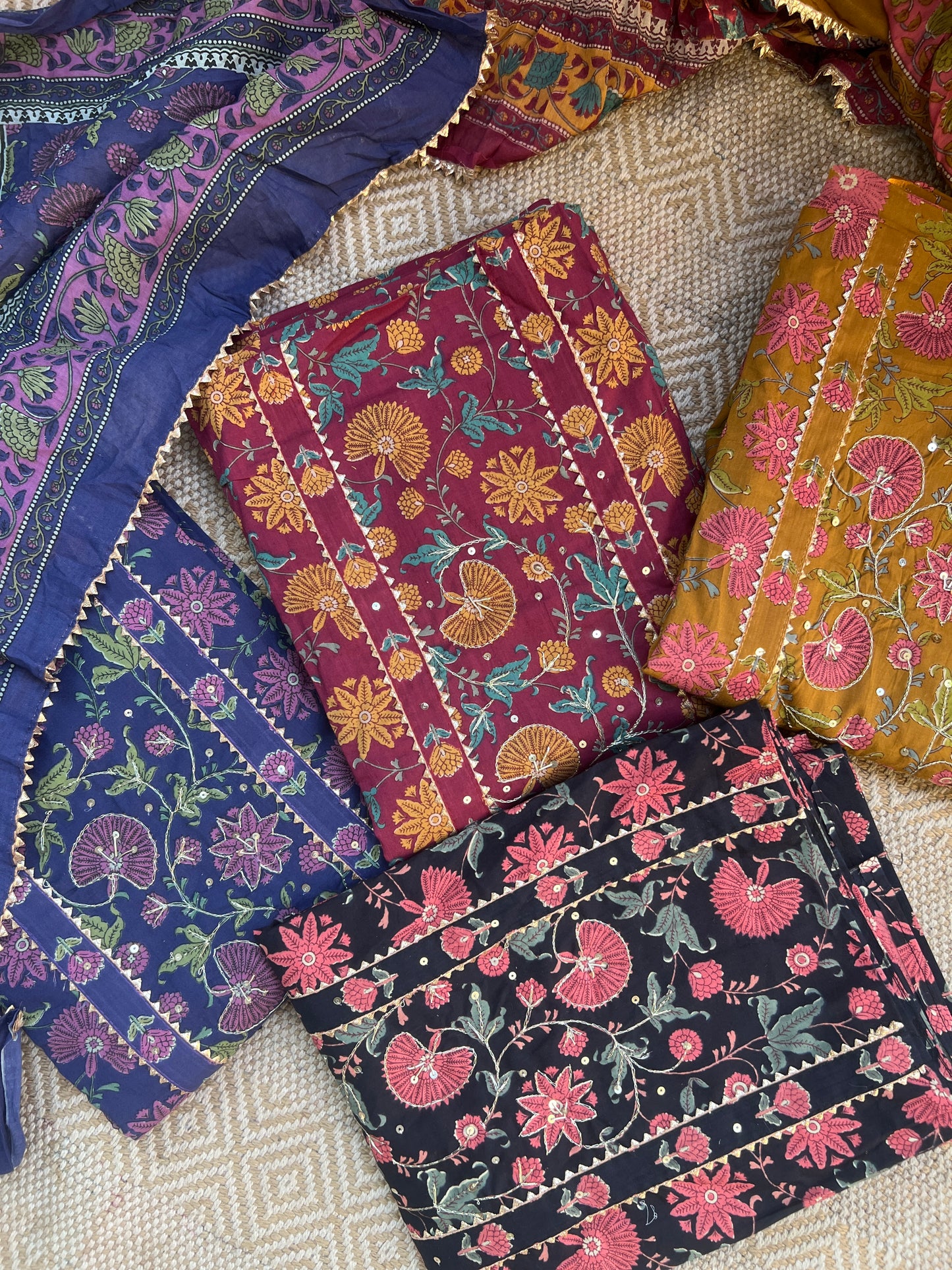 Handblock Prints with Delicate Handwork