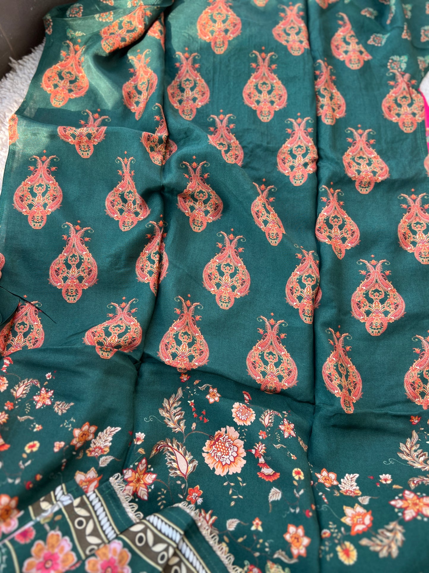 Green pink Semistiched Maslin