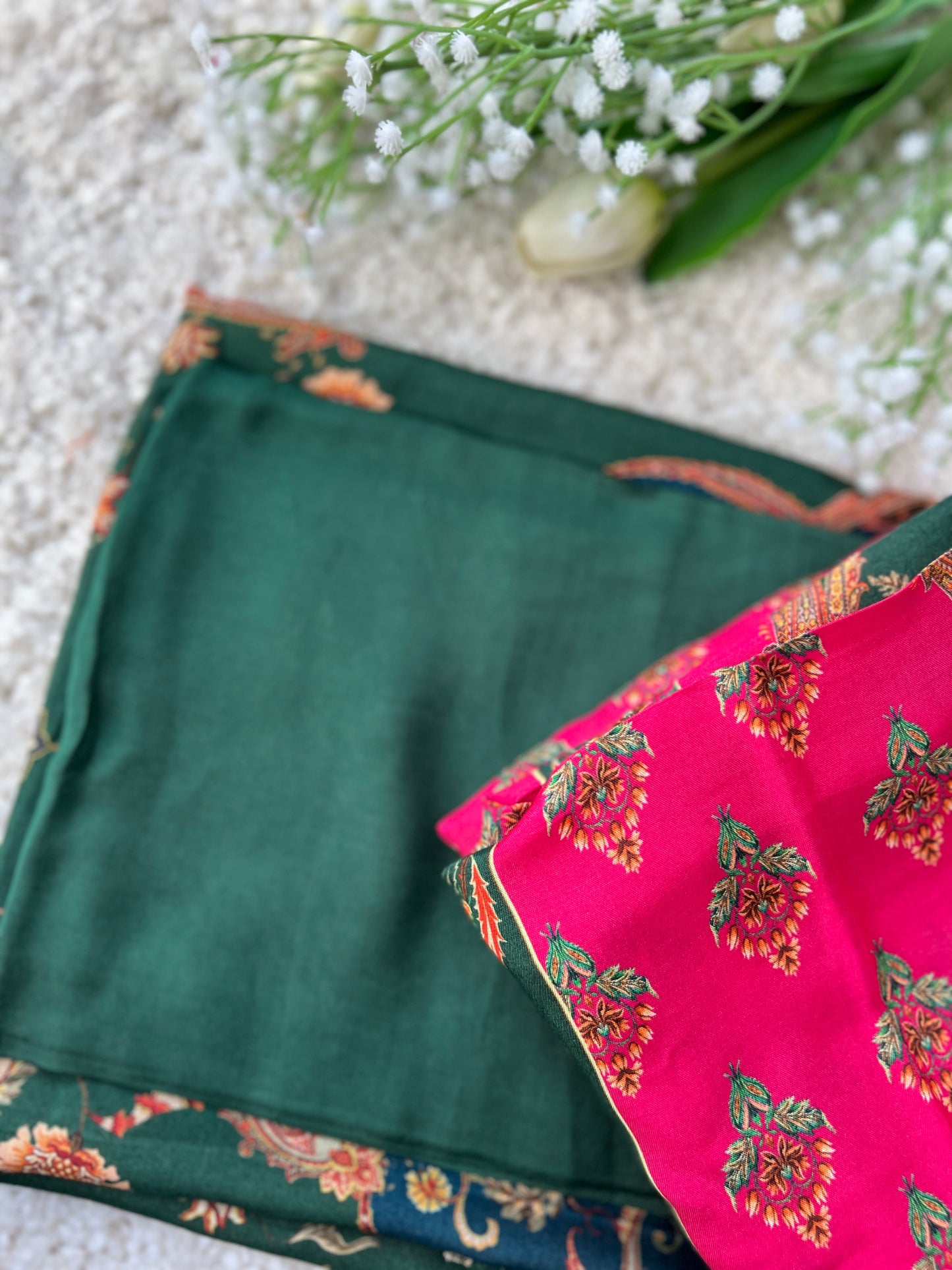 Green pink Semistiched Maslin
