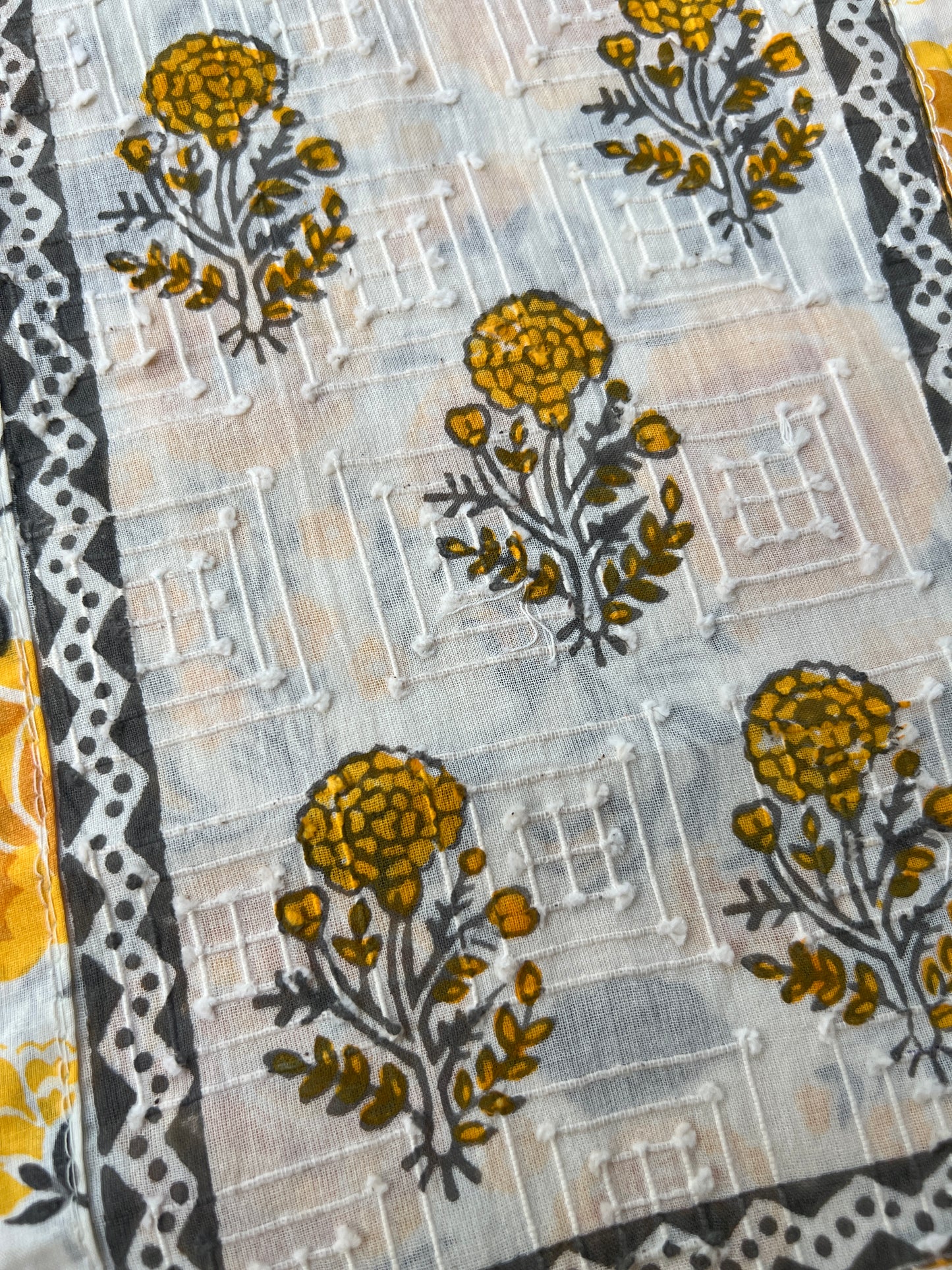 Mustard Floral Handblock Cotton Suit Set