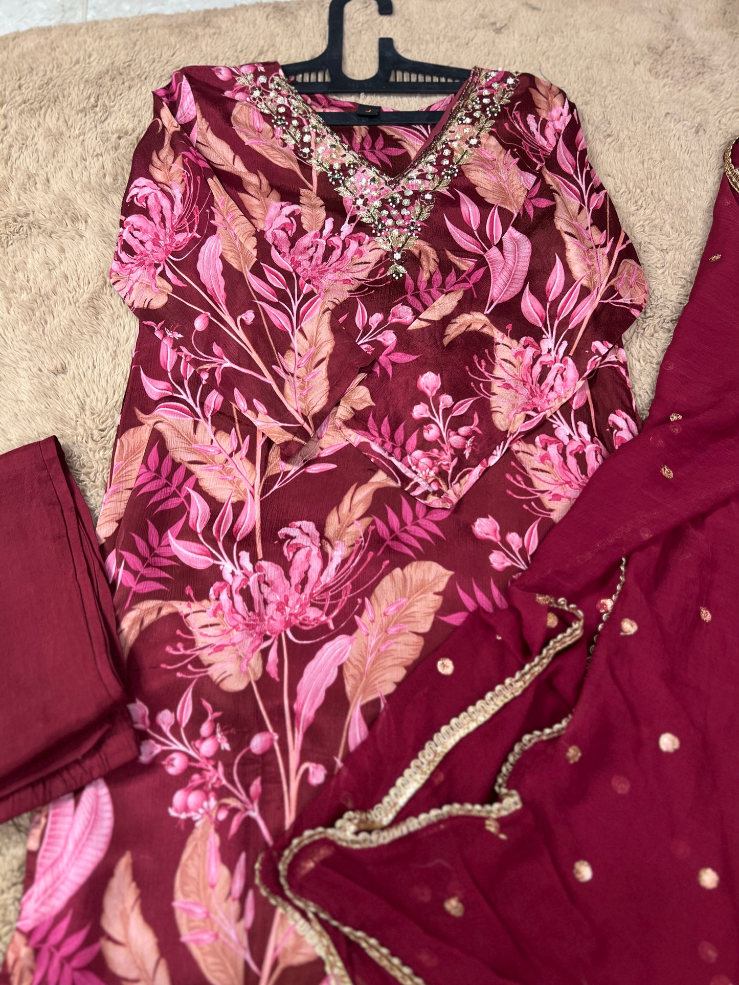 Chinnon Floral Magenta Ready to wear Salwar suit
