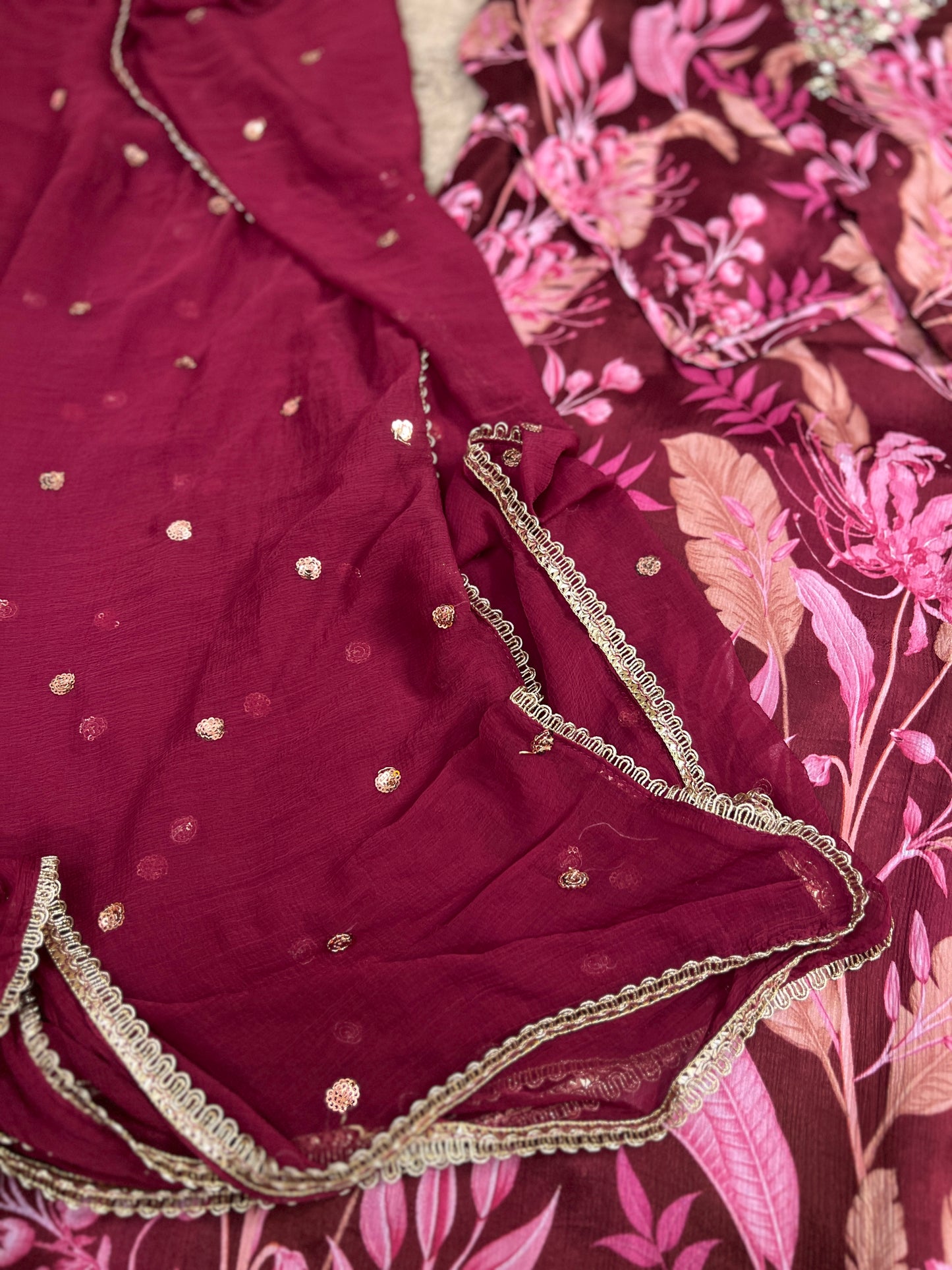 Chinnon Floral Magenta Ready to wear Salwar suit
