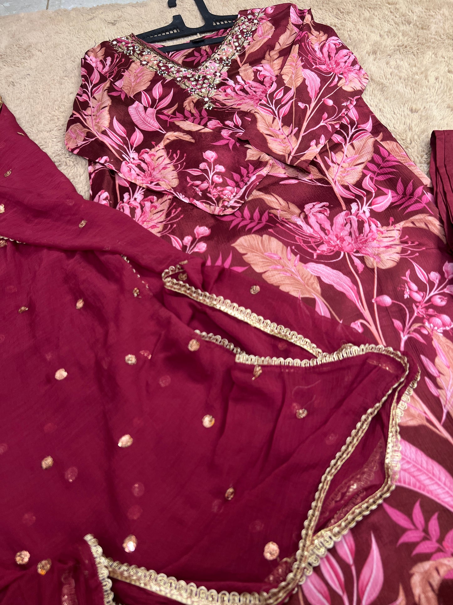 Chinnon Floral Magenta Ready to wear Salwar suit
