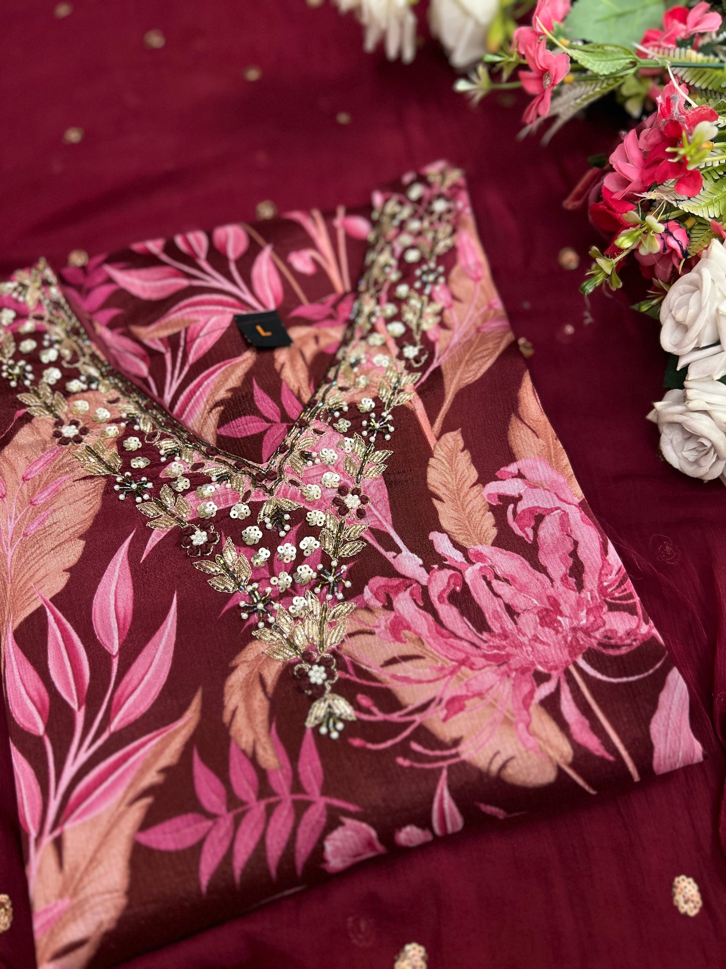 Chinnon Floral Magenta Ready to wear Salwar suit