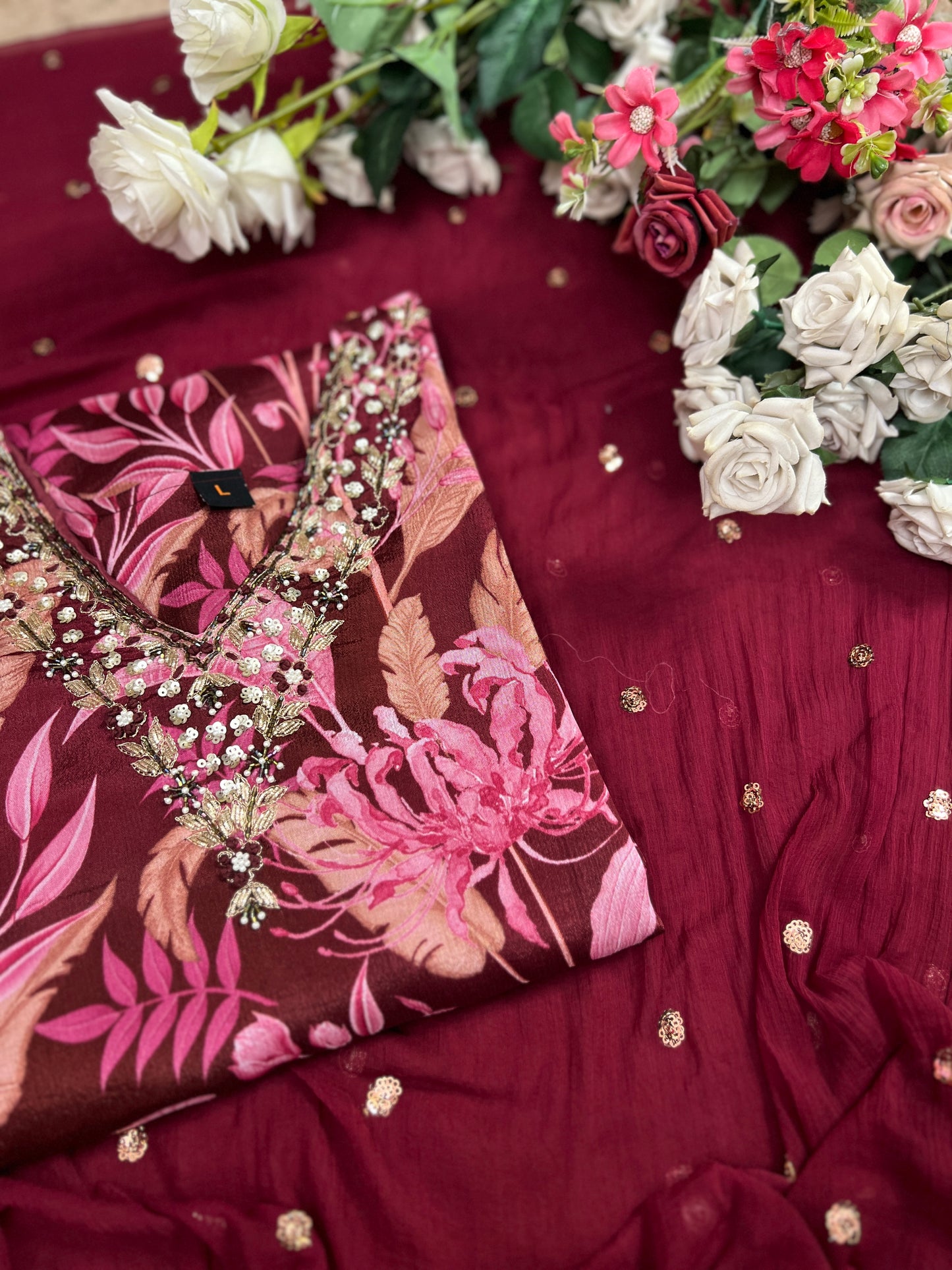 Chinnon Floral Magenta Ready to wear Salwar suit