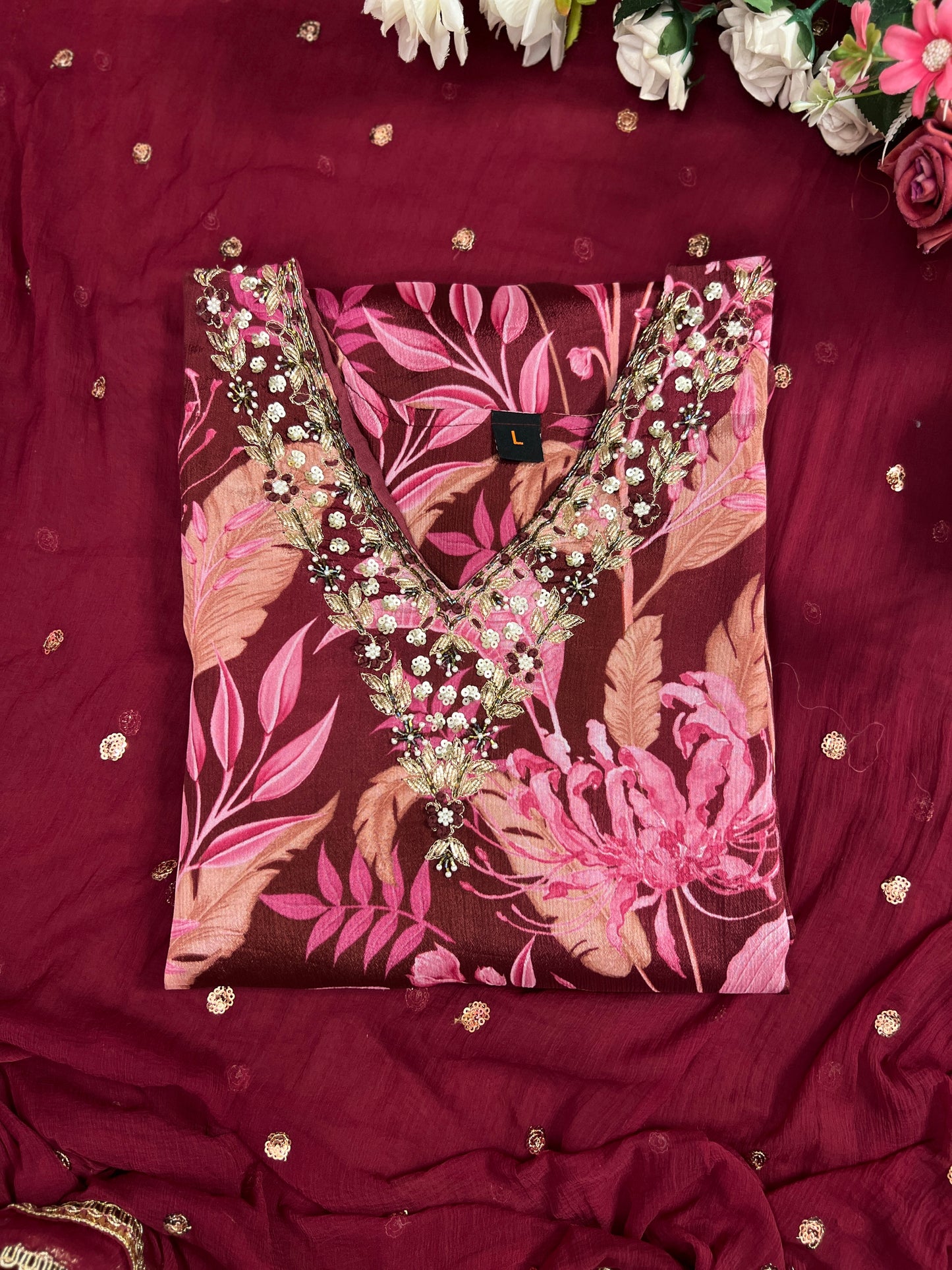 Chinnon Floral Magenta Ready to wear Salwar suit