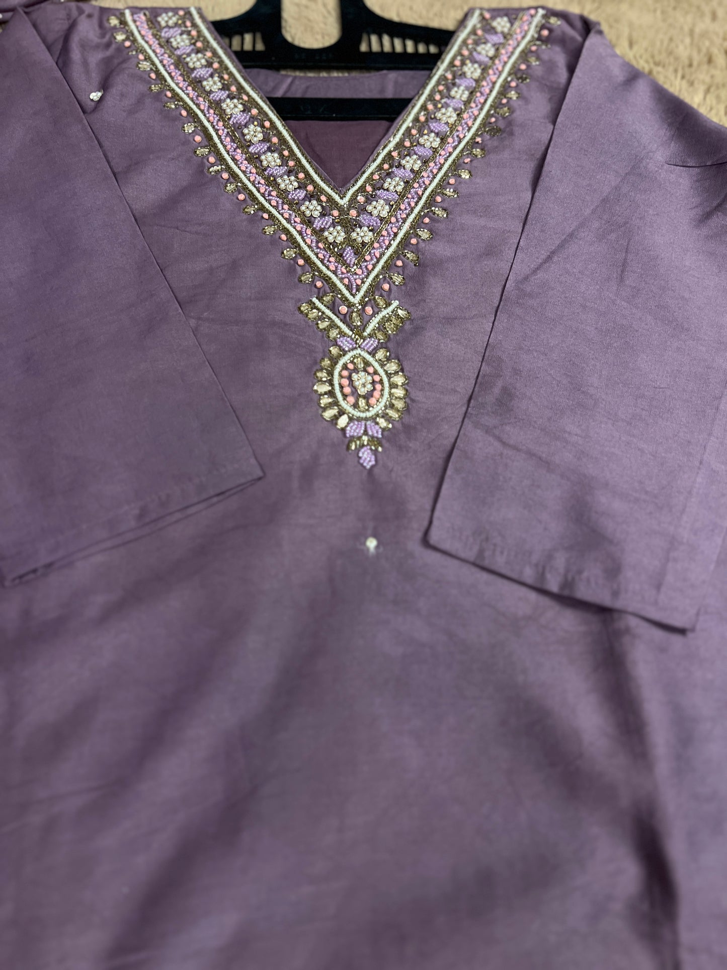 Stunning lavendar handwork ready to wear Suit