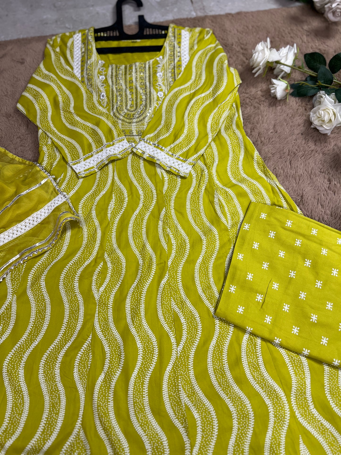 Lemon Slub Cotton Ready-to-Wear Anarkali Suit