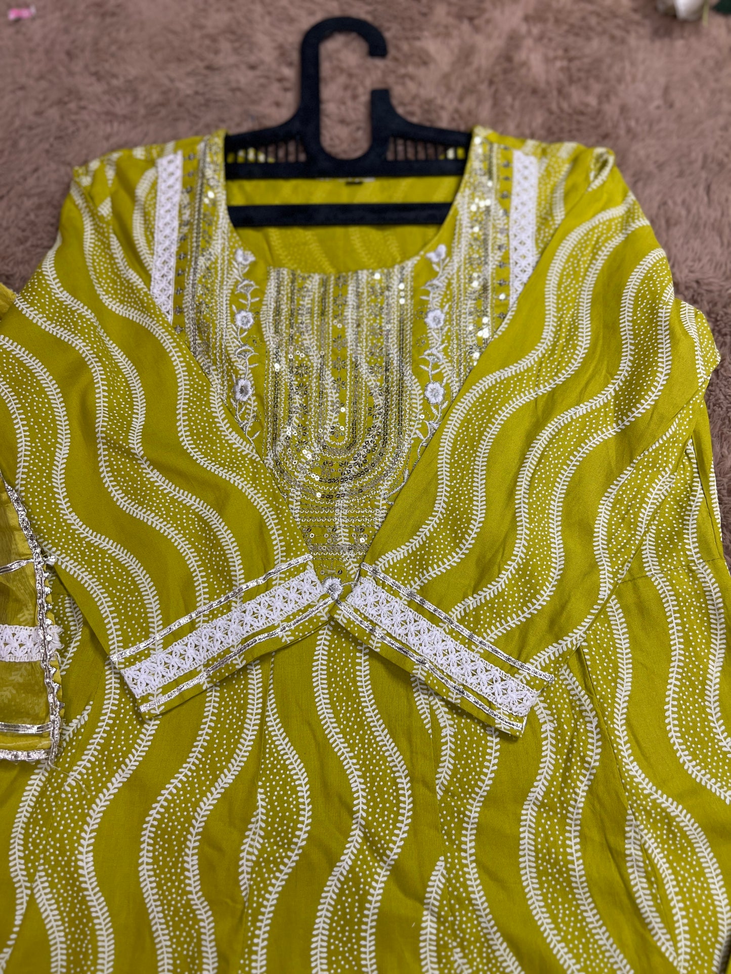 Lemon Slub Cotton Ready-to-Wear Anarkali Suit