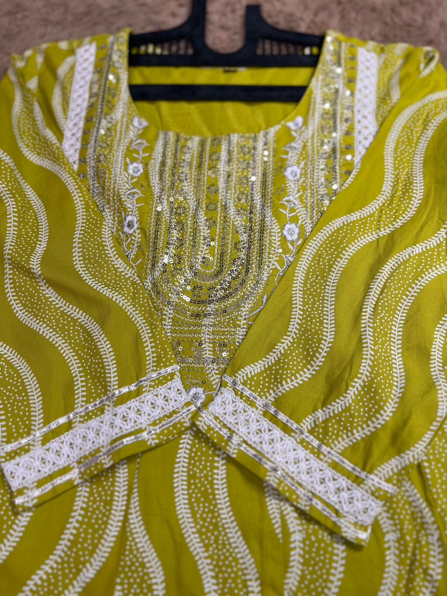 Lemon Slub Cotton Ready-to-Wear Anarkali Suit