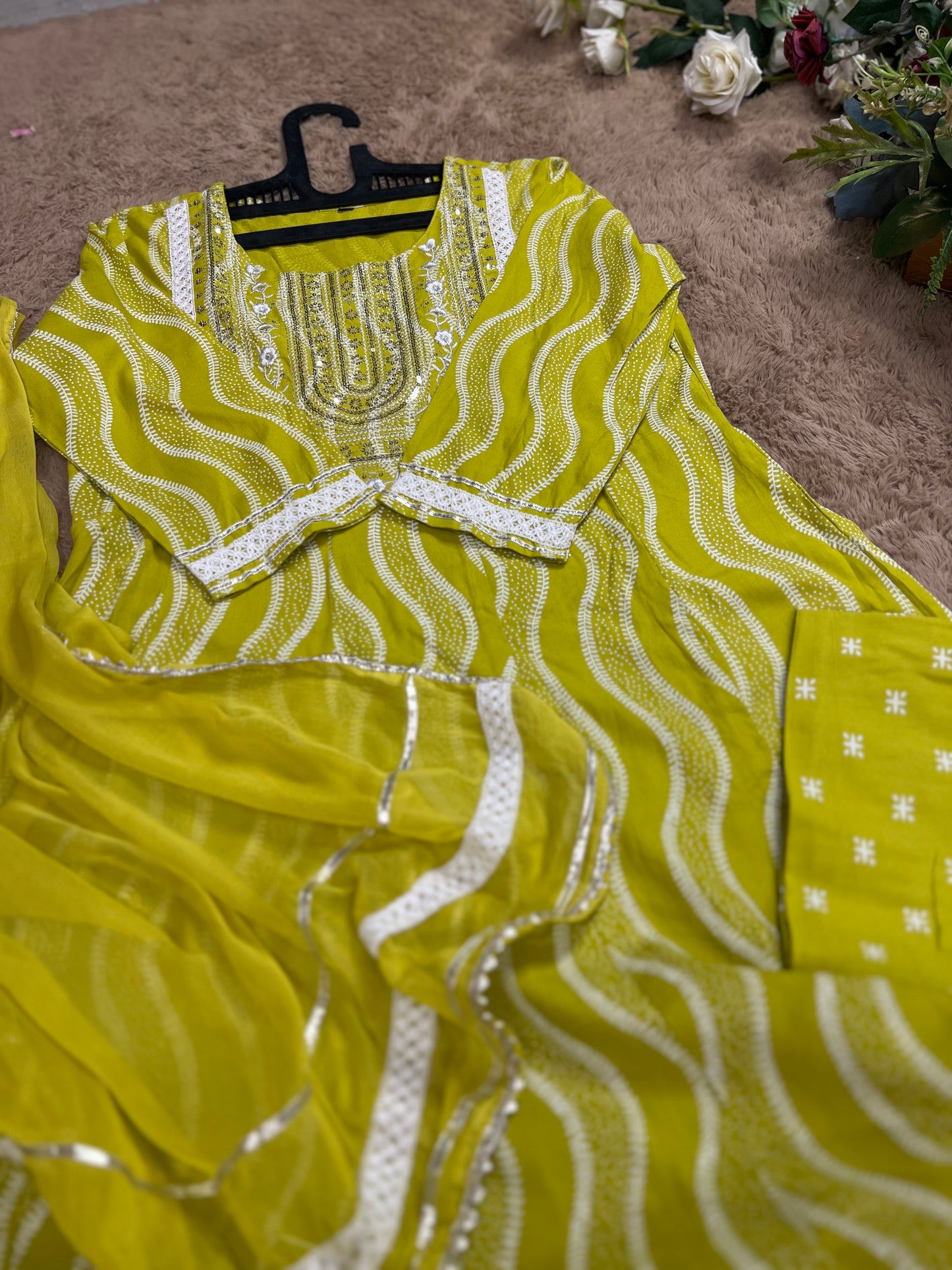 Lemon Slub Cotton Ready-to-Wear Anarkali Suit