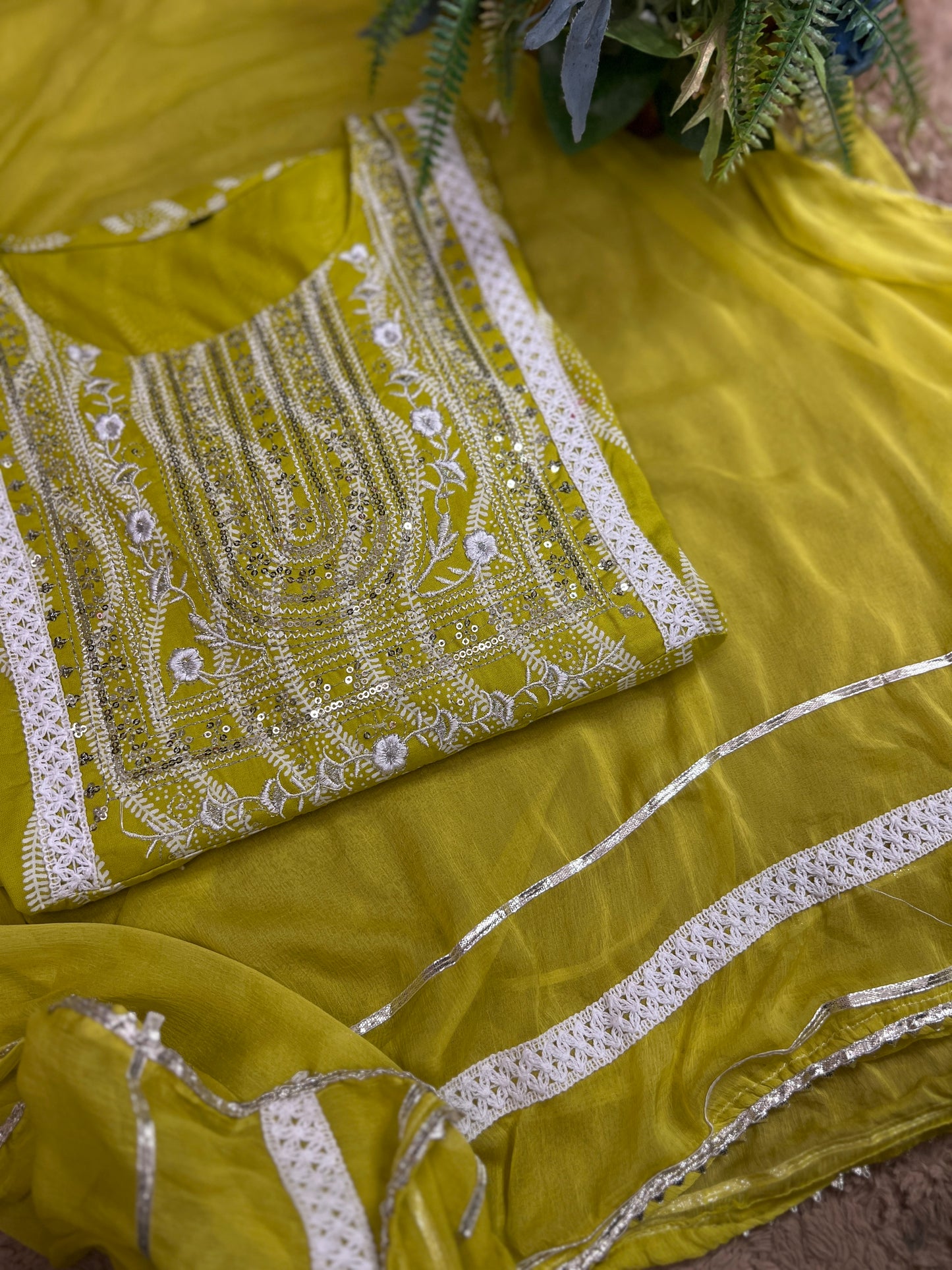 Lemon Slub Cotton Ready-to-Wear Anarkali Suit