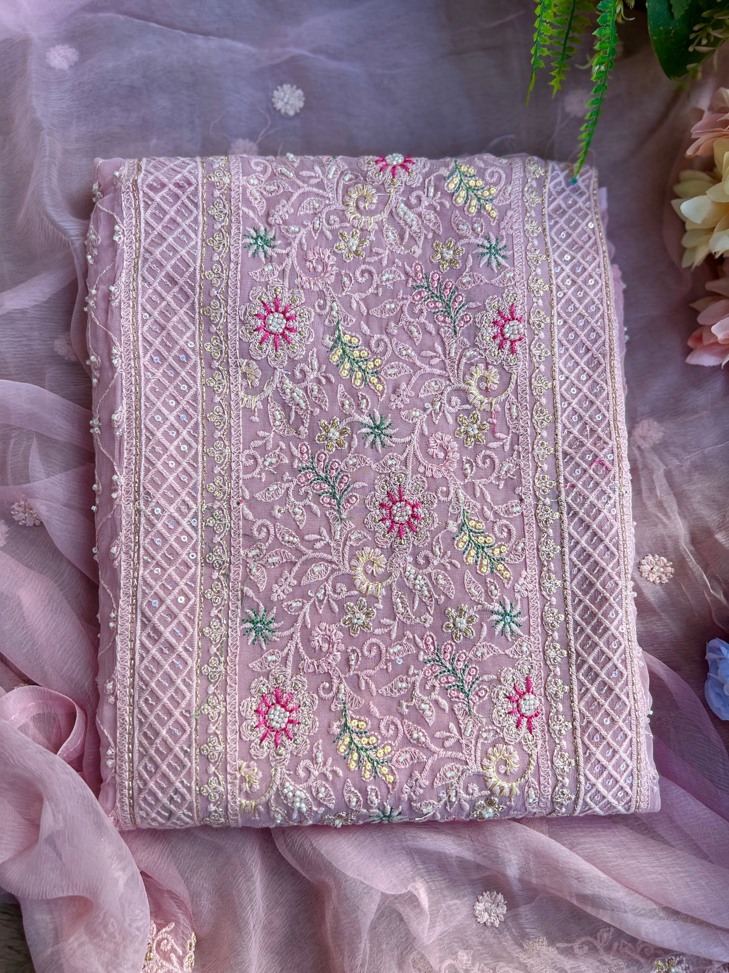 Elegant Embroidered Georgette Chikankari Salwar Suit
